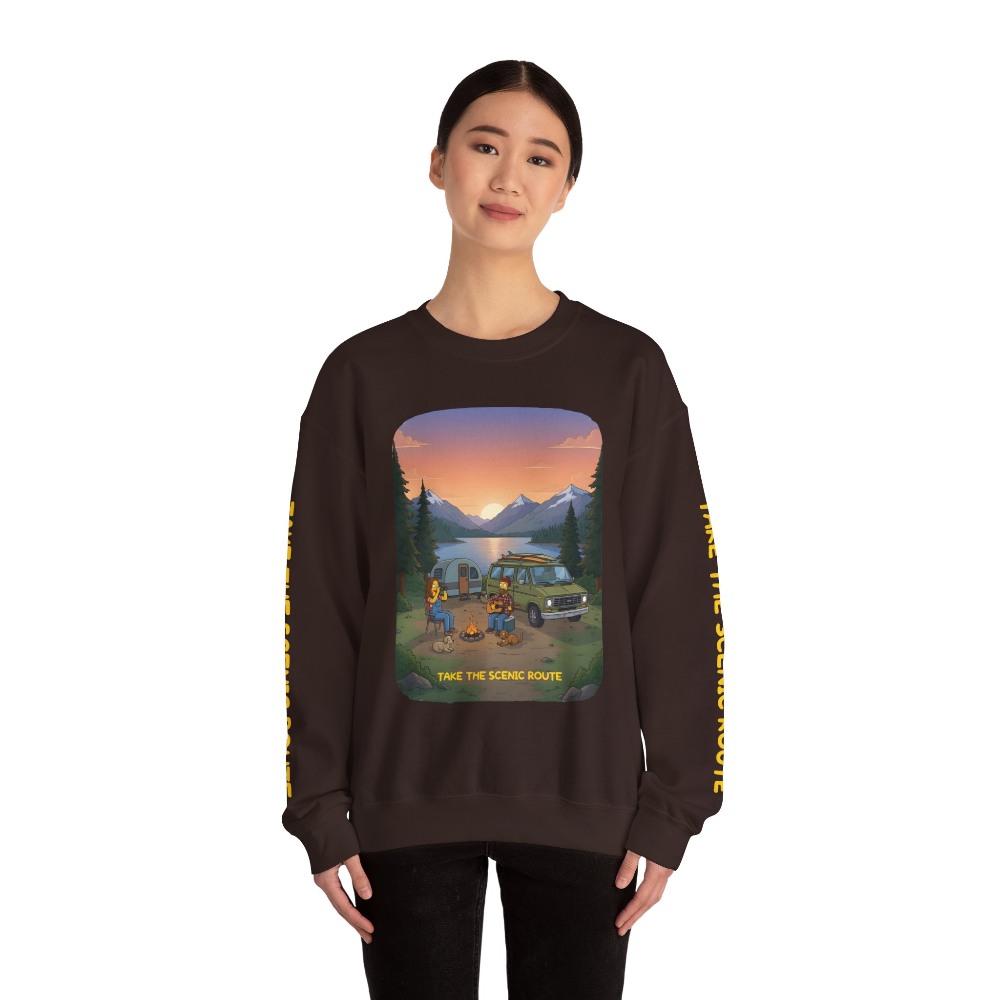 Unisex Heavy Blend™ Crewneck Sweatshirt — "Take The Scenic Route" Design Sitcom-Line