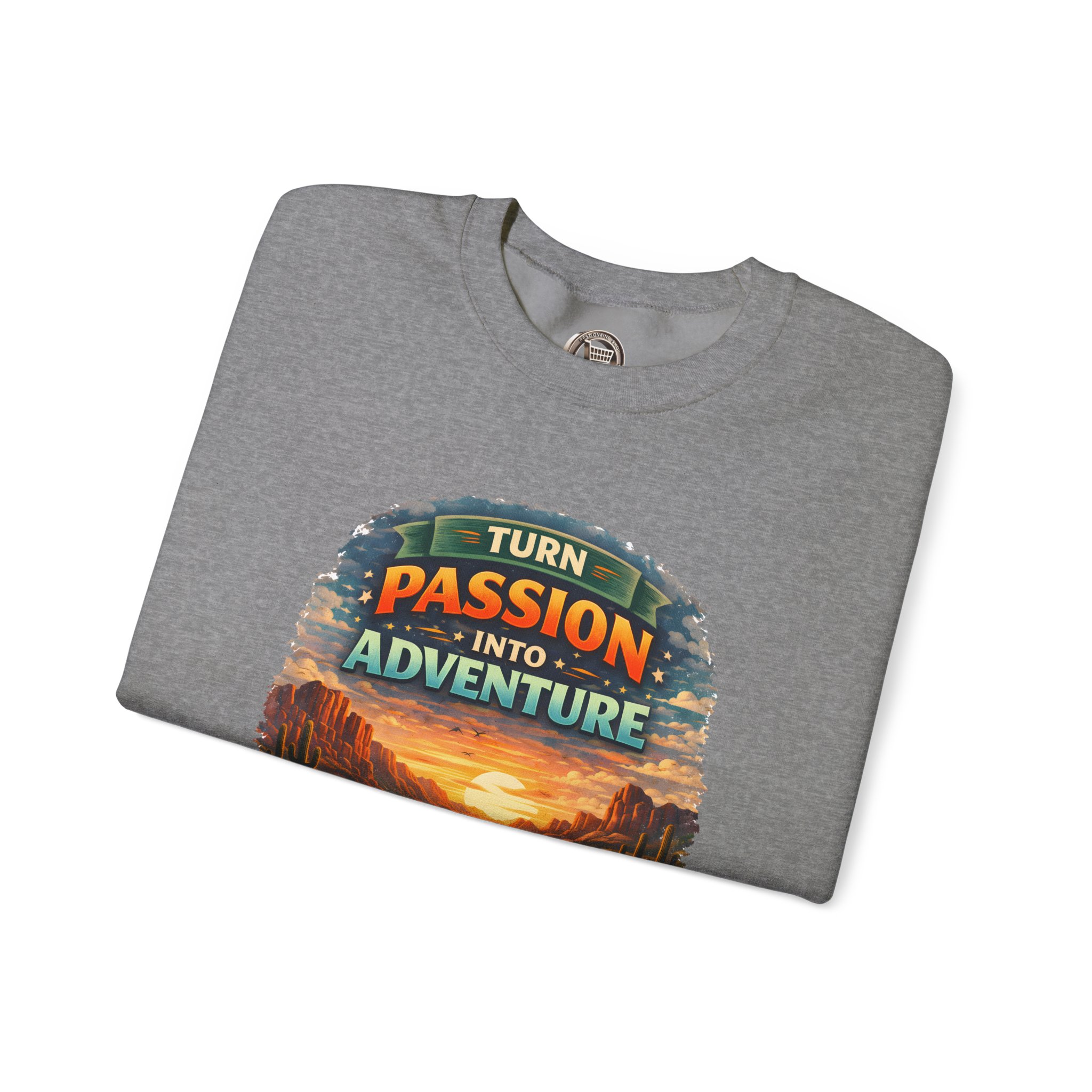 Unisex Heavy Blend™ Crewneck Sweatshirt — "Turn Passion Into Adventure" Design Scenic-Line
