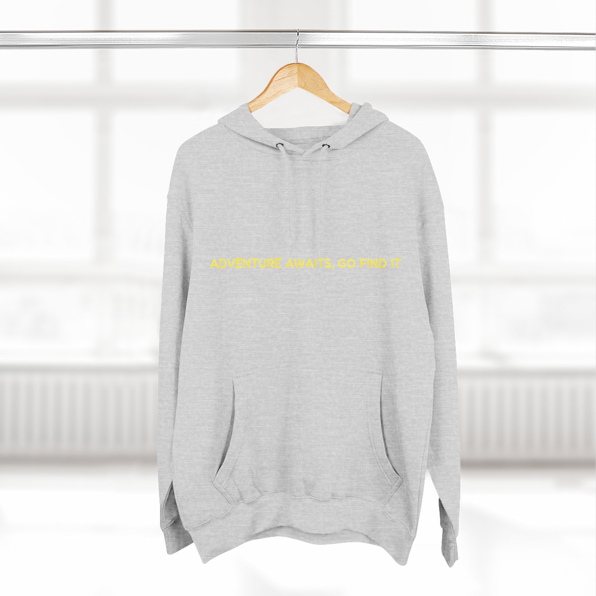 Three-Panel Fleece Hoodie - "Adventure Awaits-Go Find It"" Design Sitcom-Line