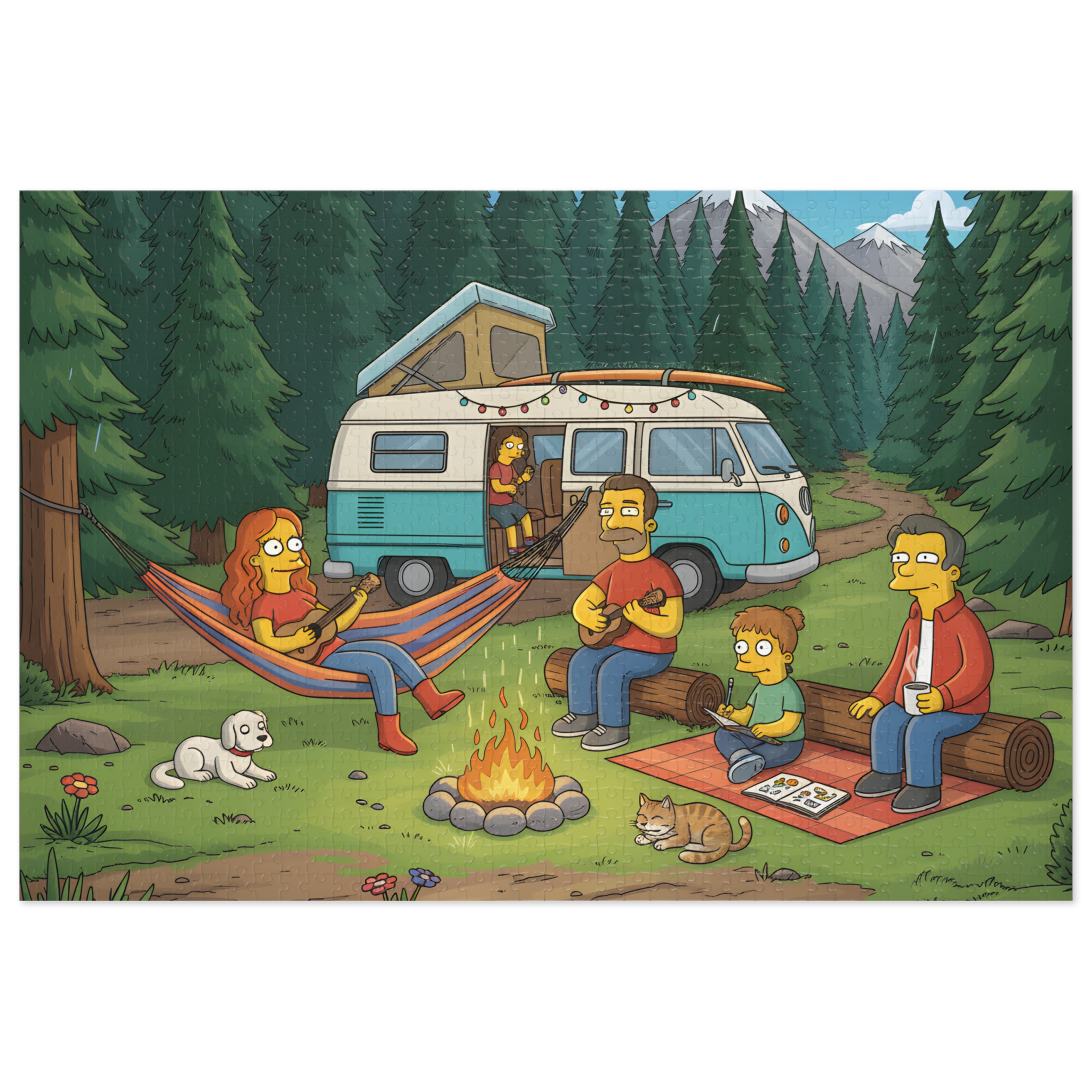 Jigsaw Puzzle with Tin — Scenic Campervan Campfire