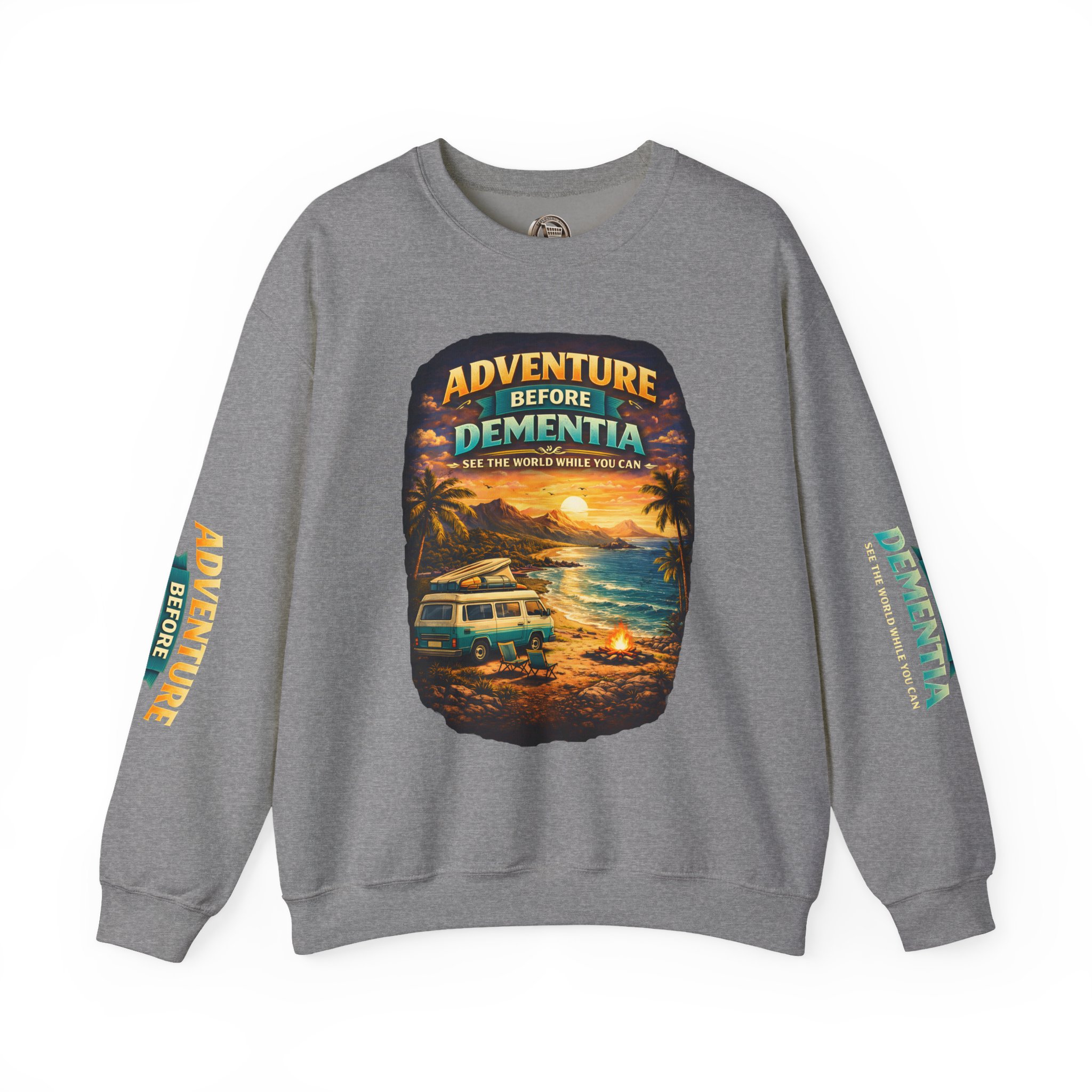 Unisex Heavy Blend™ Crewneck Sweatshirt — "Adventure Before Dementia" Design Scenic-Line