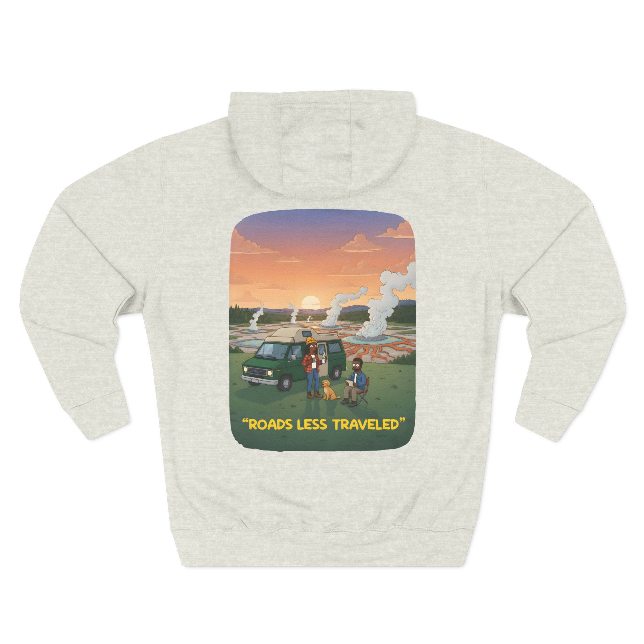 Three-Panel Fleece Hoodie - "Roads Less Traveled" Design Sitcom-Line
