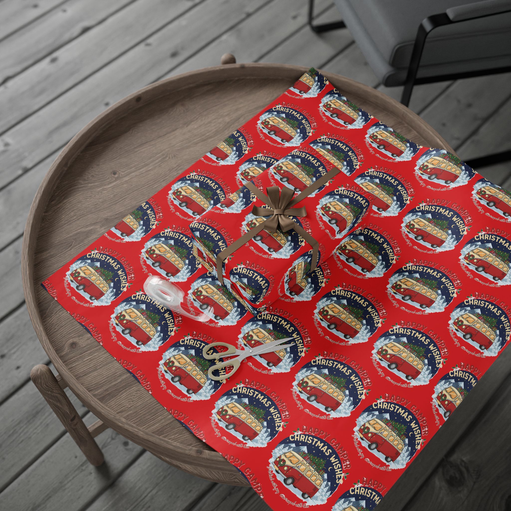 Christmas Camper Wrapping Paper - Retro RV Holiday Gift Wrap
