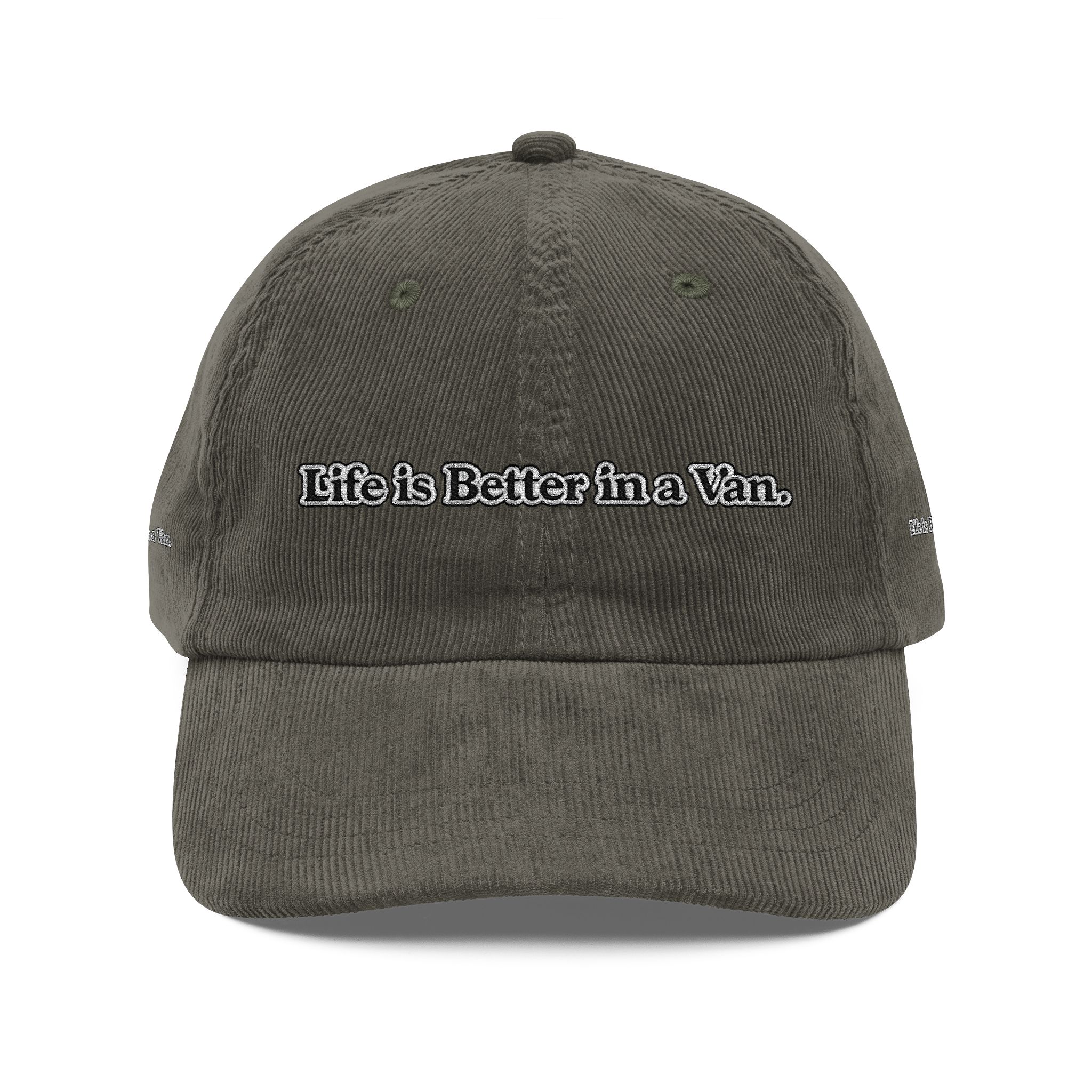 Vintage Corduroy Cap (Embroidery) — "Life Is Better In A Van" Embroidered Hat
