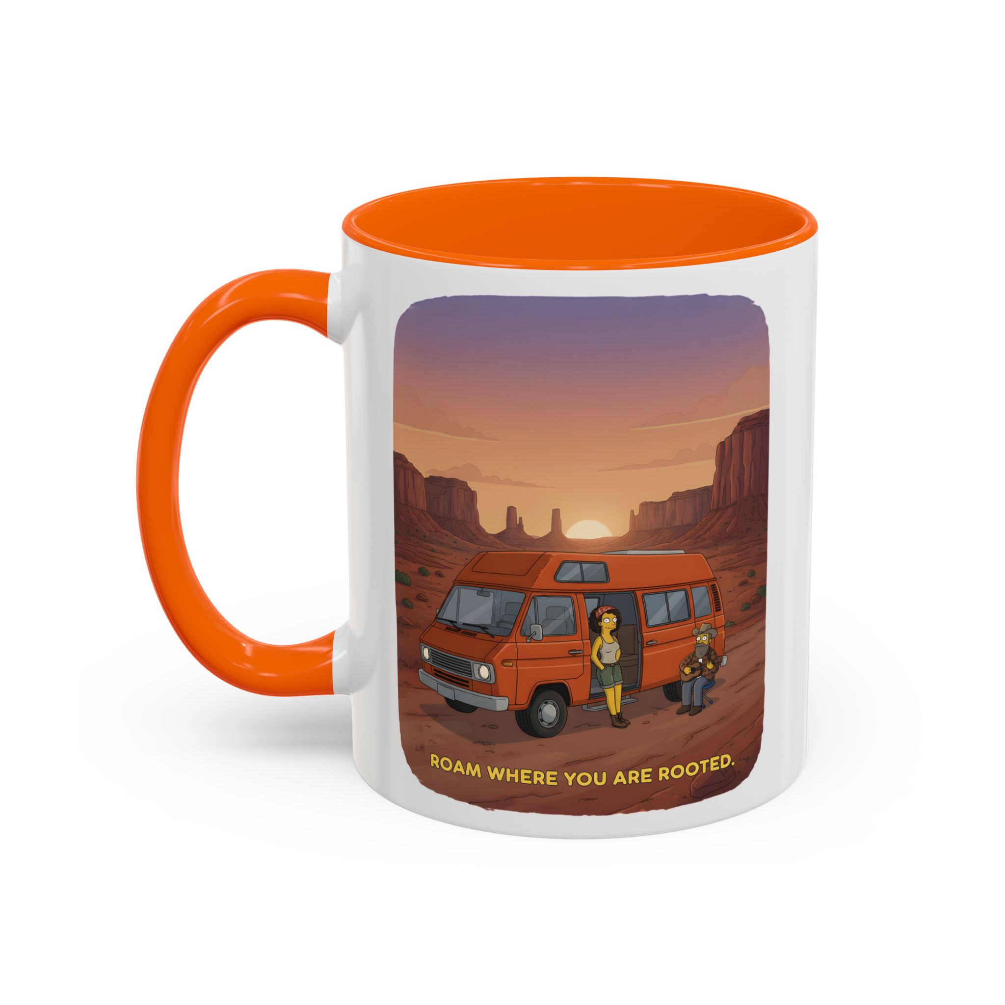 Accent Coffee Mug (11, 15oz) — "Roam Where You Are Rooted" Design Sitcom-Line