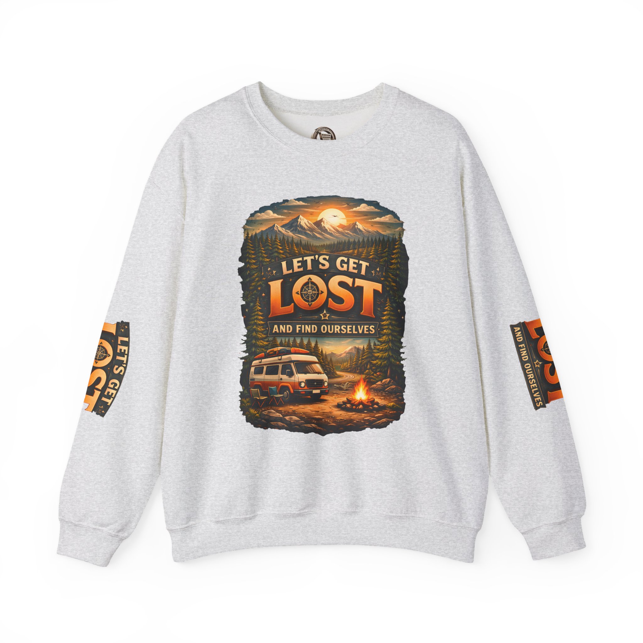 Unisex Heavy Blend™ Crewneck Sweatshirt — "Let´s Get Lost And Found Ourselfs" Design Scenic-Line