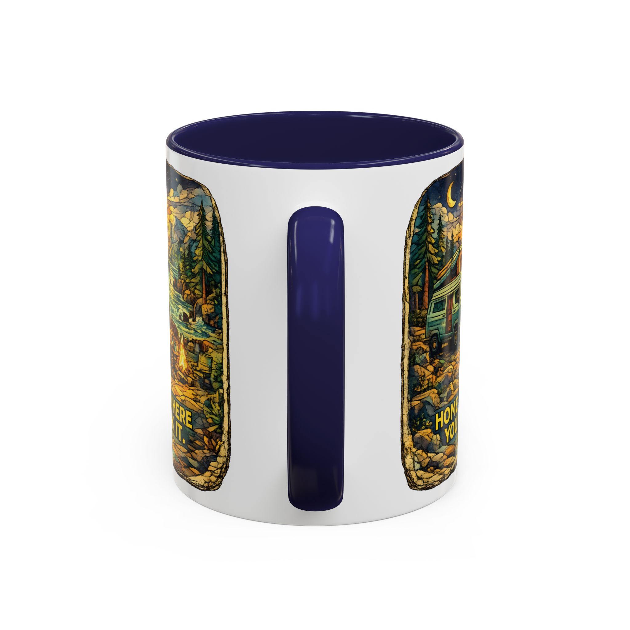 Accent Coffee Mug (11, 15oz) — "Home Is Where You Park It" Design Cubic-Line