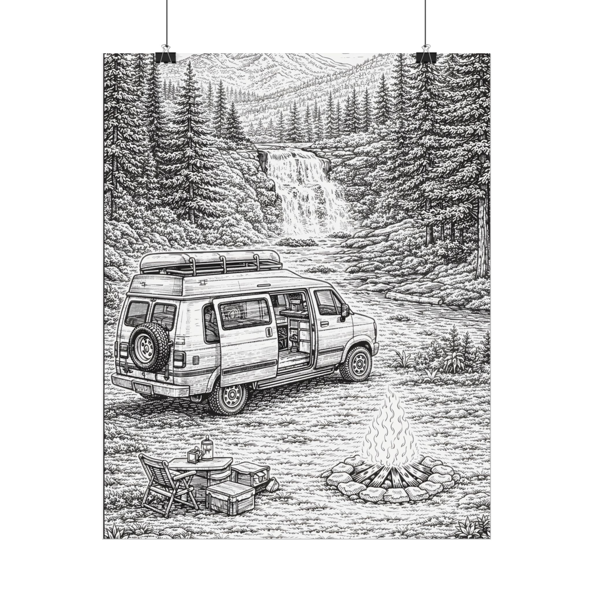 Campervan Poster — Vintage RV Camping Landscape Wall Art