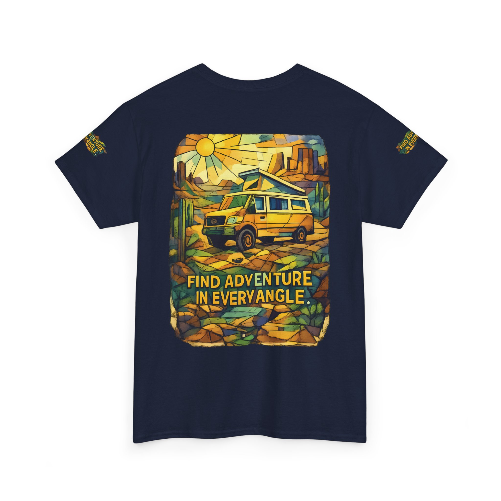 Unisex Heavy Cotton Tee — "Find Adventure In Every Corner" Design Cubic-Line