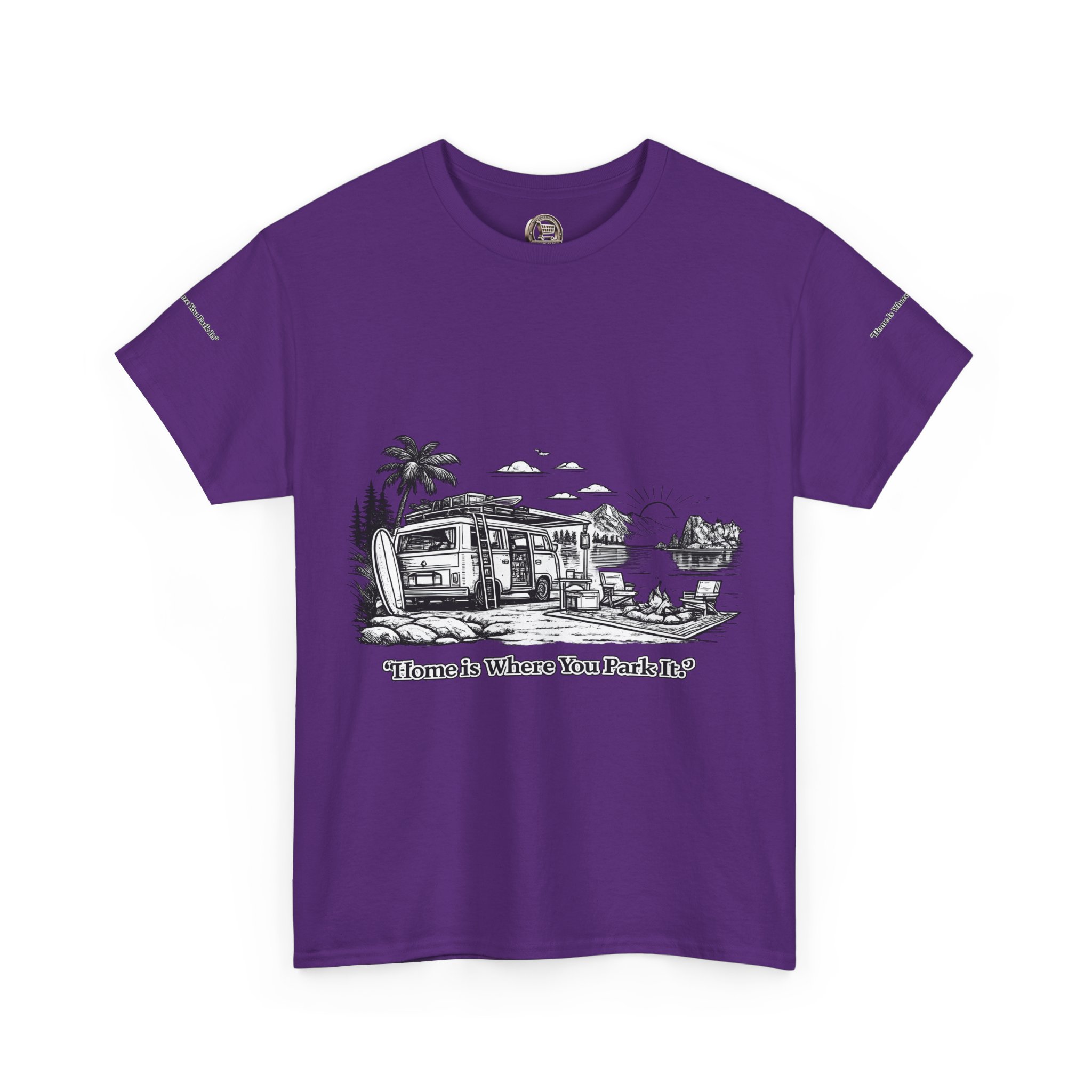 12907505337340568261_2048.jpeg Unisex Heavy Cotton Tee — "Home Is Where You Park It" Design Minimal-Line