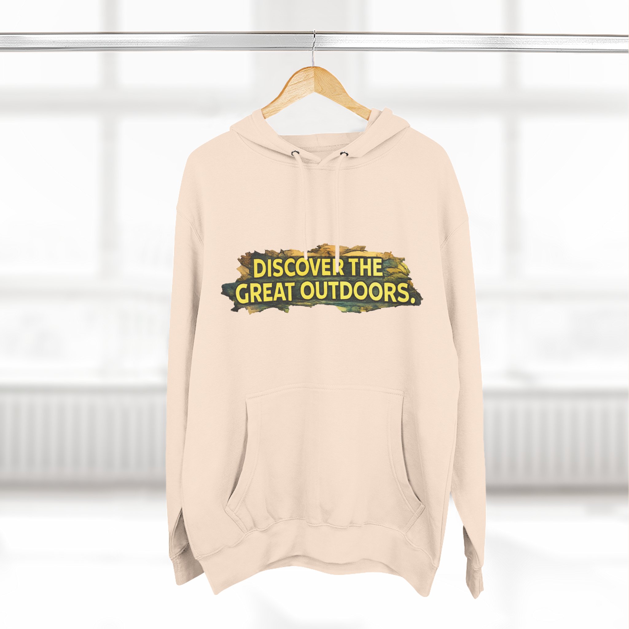 Three-Panel Fleece Hoodie - "Discover The Great Outdoors" Design Cubic-Line