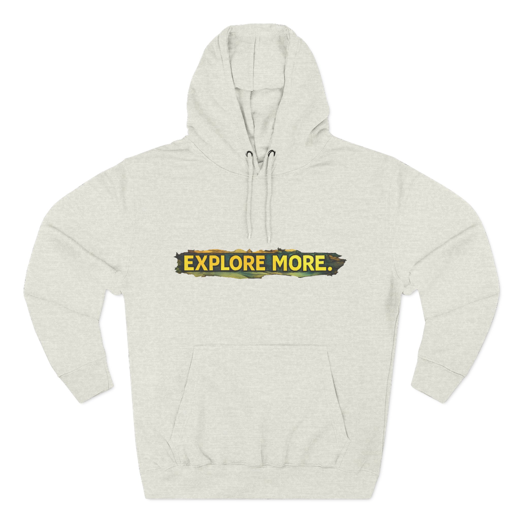 Three-Panel Fleece Hoodie - "Explore More" Design Cubic-Line