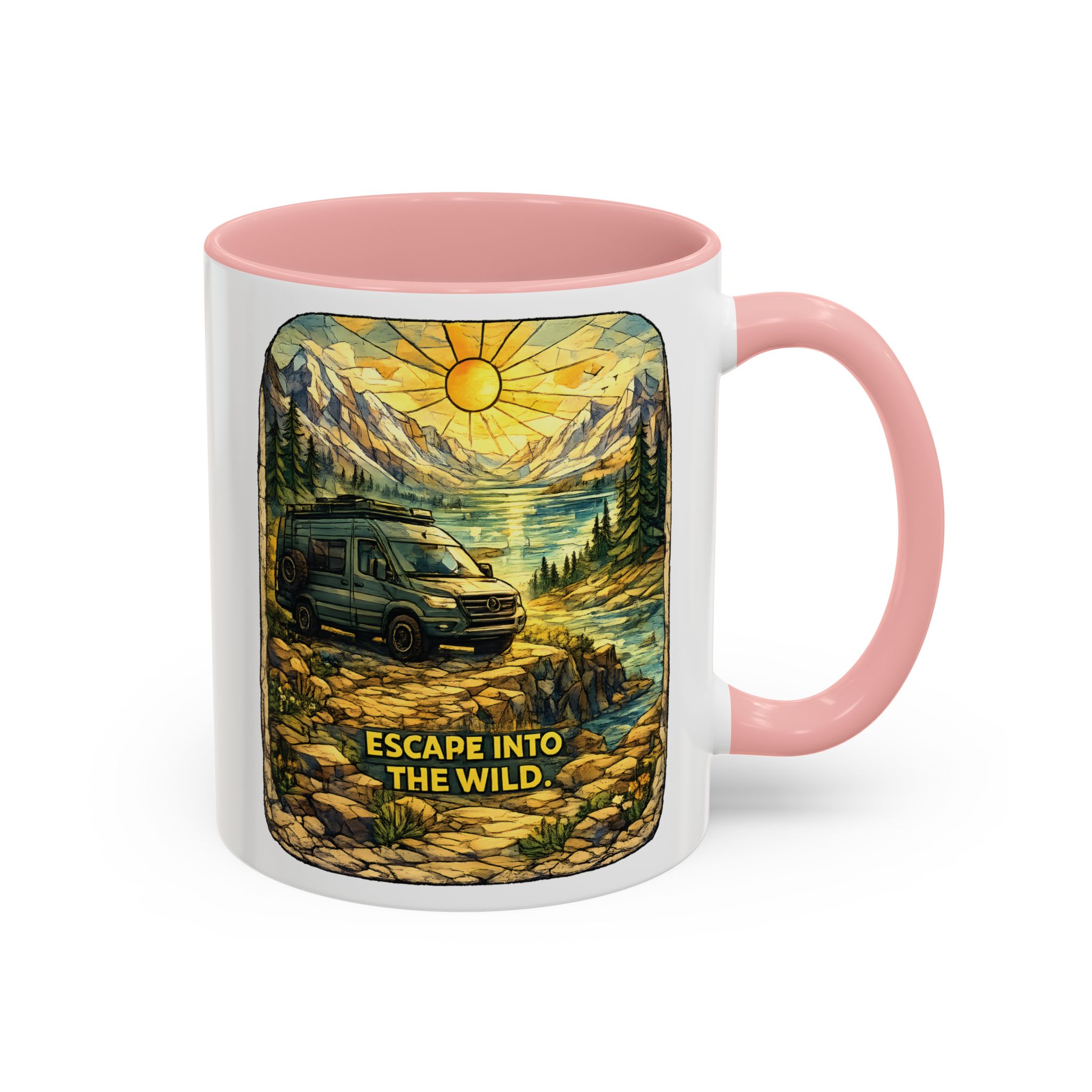 Accent Coffee Mug (11, 15oz) — "Escape Into The Wild" Design Cubic-Line