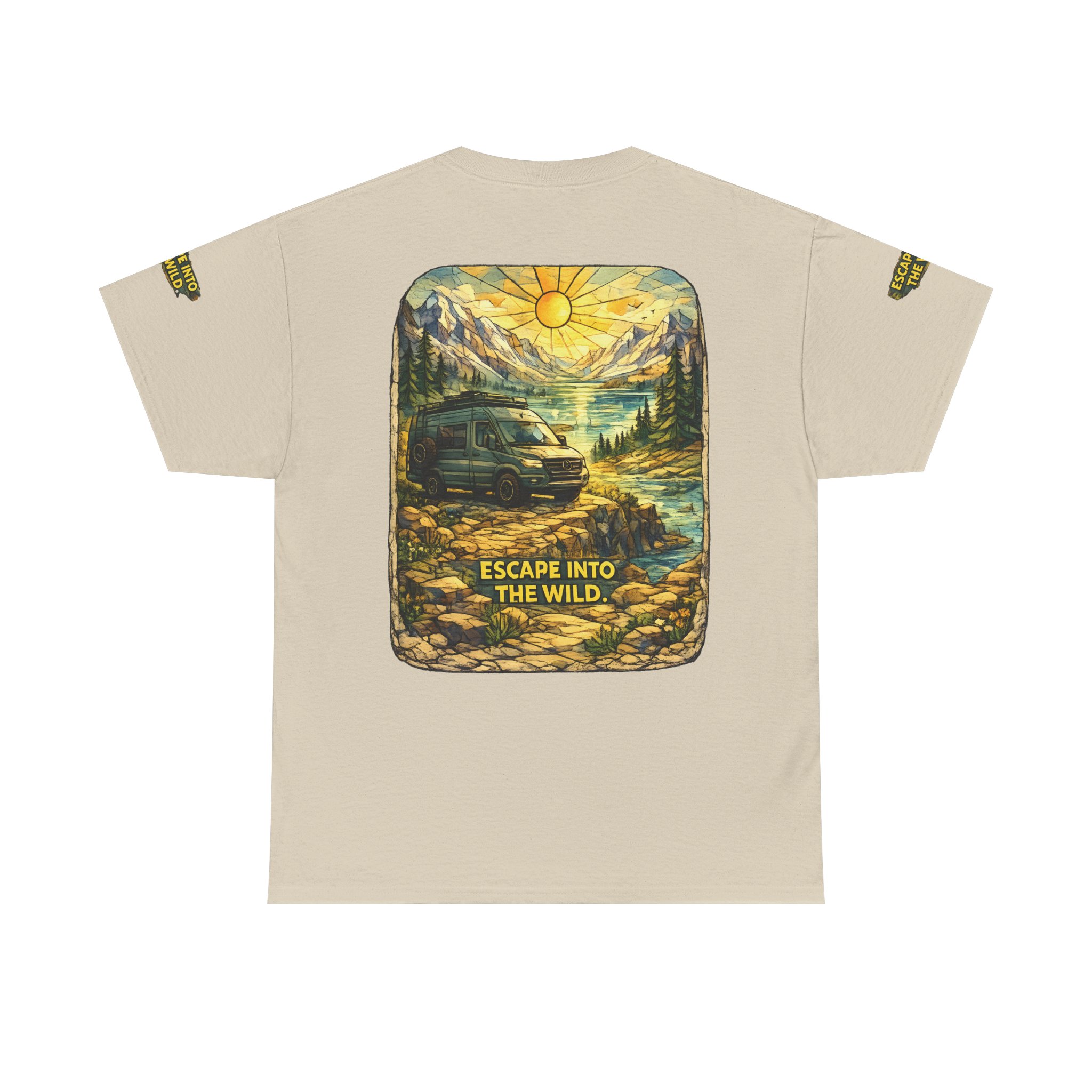 Unisex Heavy Cotton Tee — "Escape Into The Wild" Design Cubic-Line