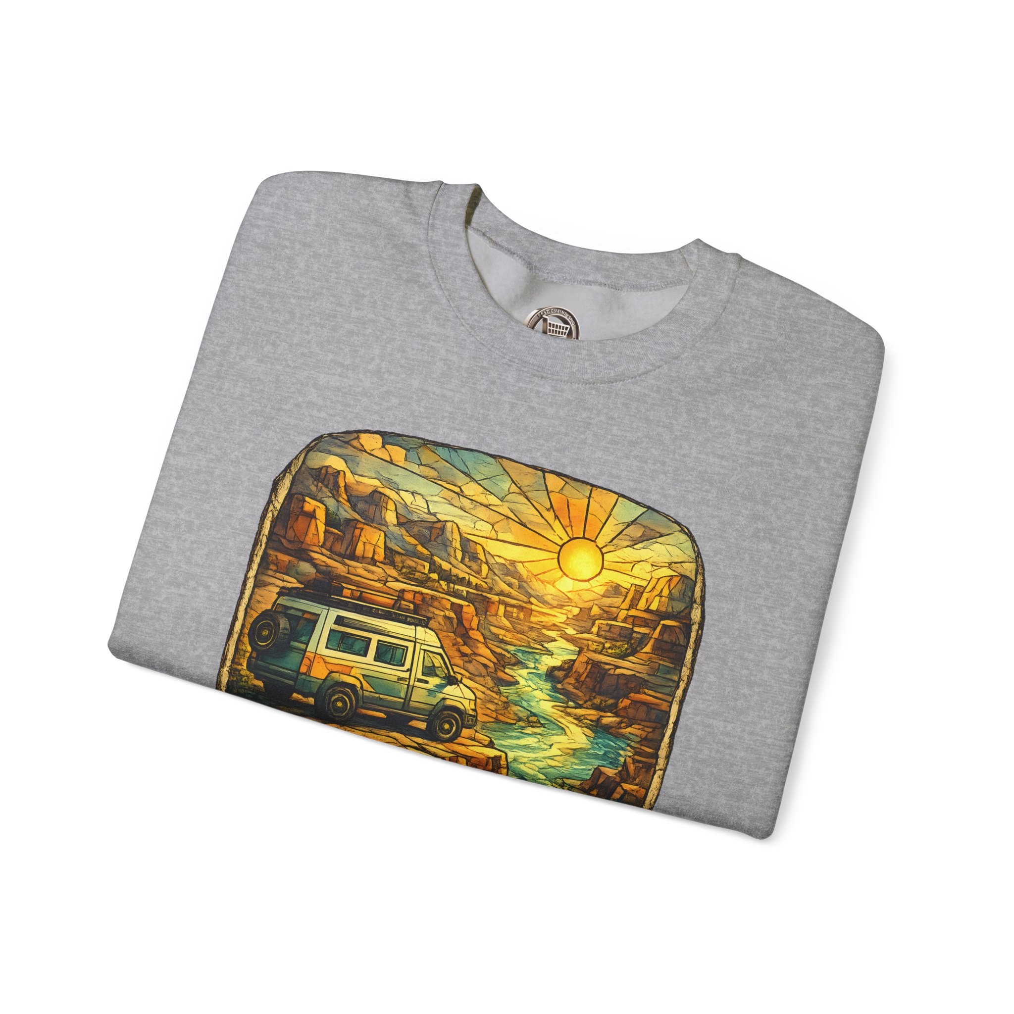 Unisex Heavy Blend™ Crewneck Sweatshirt — "Chase The Sunset" Design Cubic-Line