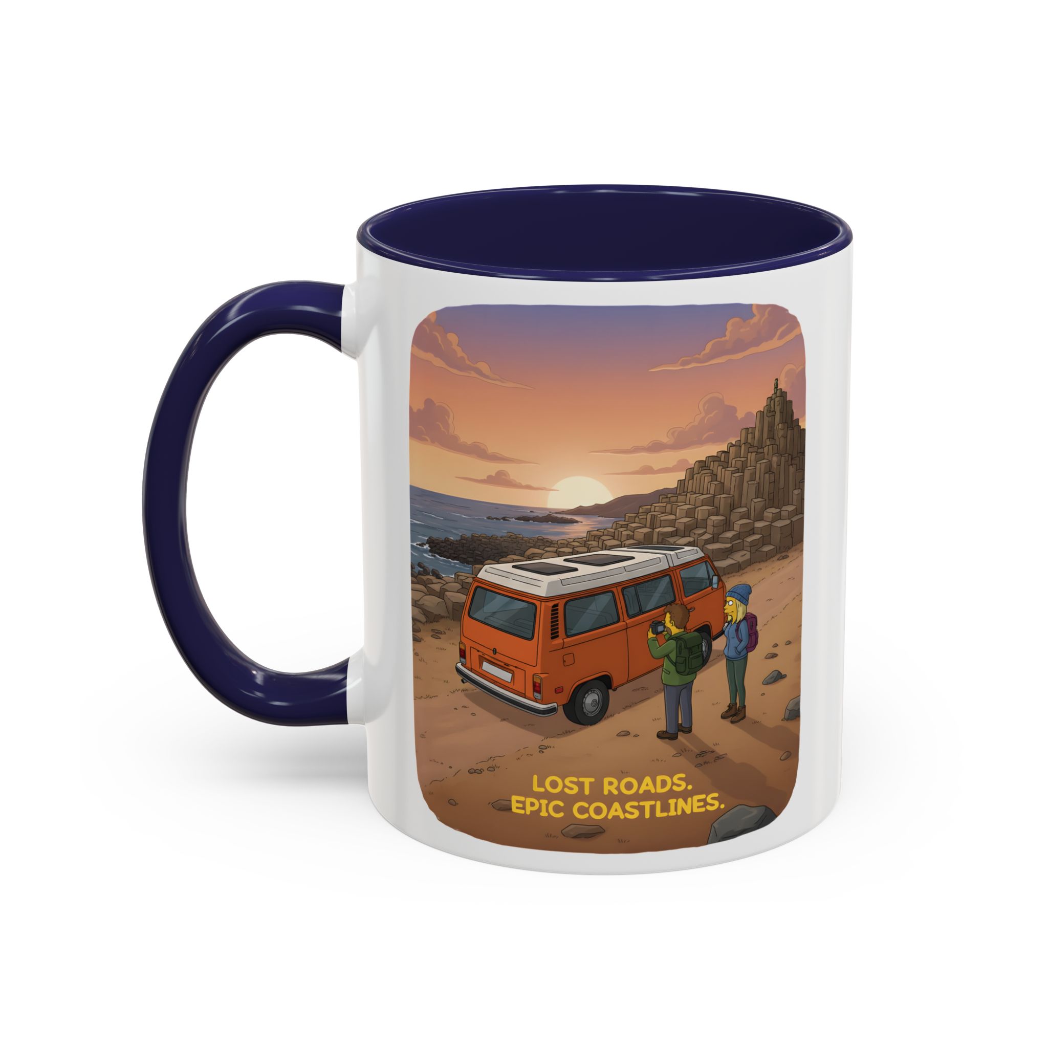 Accent Coffee Mug (11, 15oz) — "Lost Roads Epic Coastlines" Design Sitcom-Line