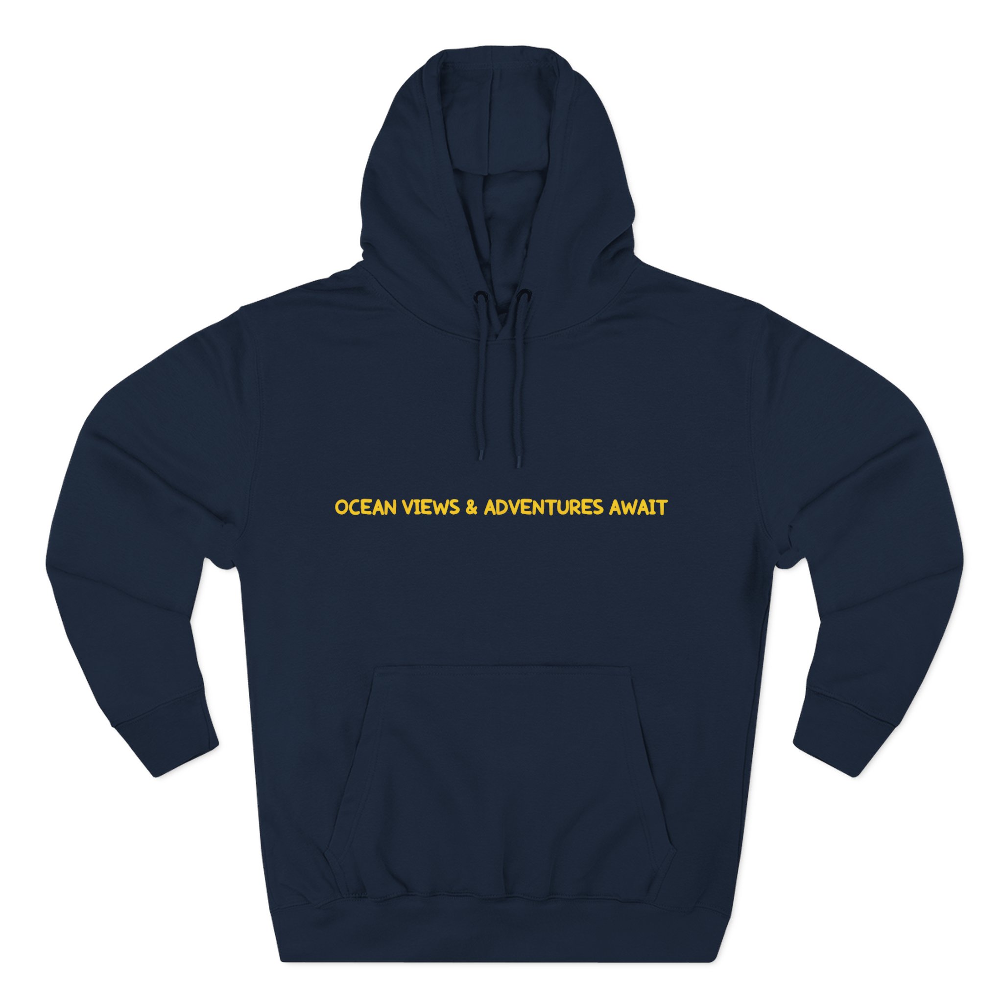 Three-Panel Fleece Hoodie - "Ocean Views-Adventures Awaits" Design Sitcom-Line
