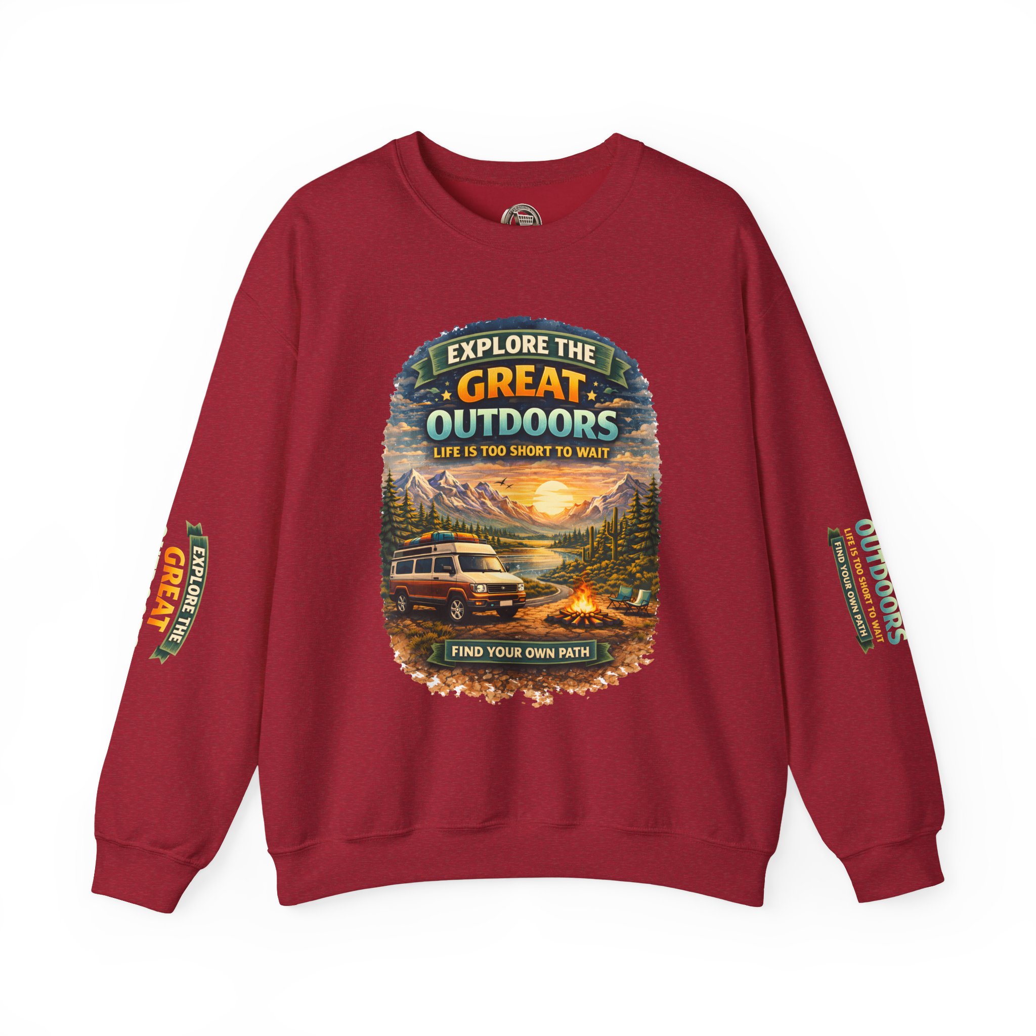 Unisex Heavy Blend™ Crewneck Sweatshirt — "Explore The Great Outdoors" Design Scenic-Line