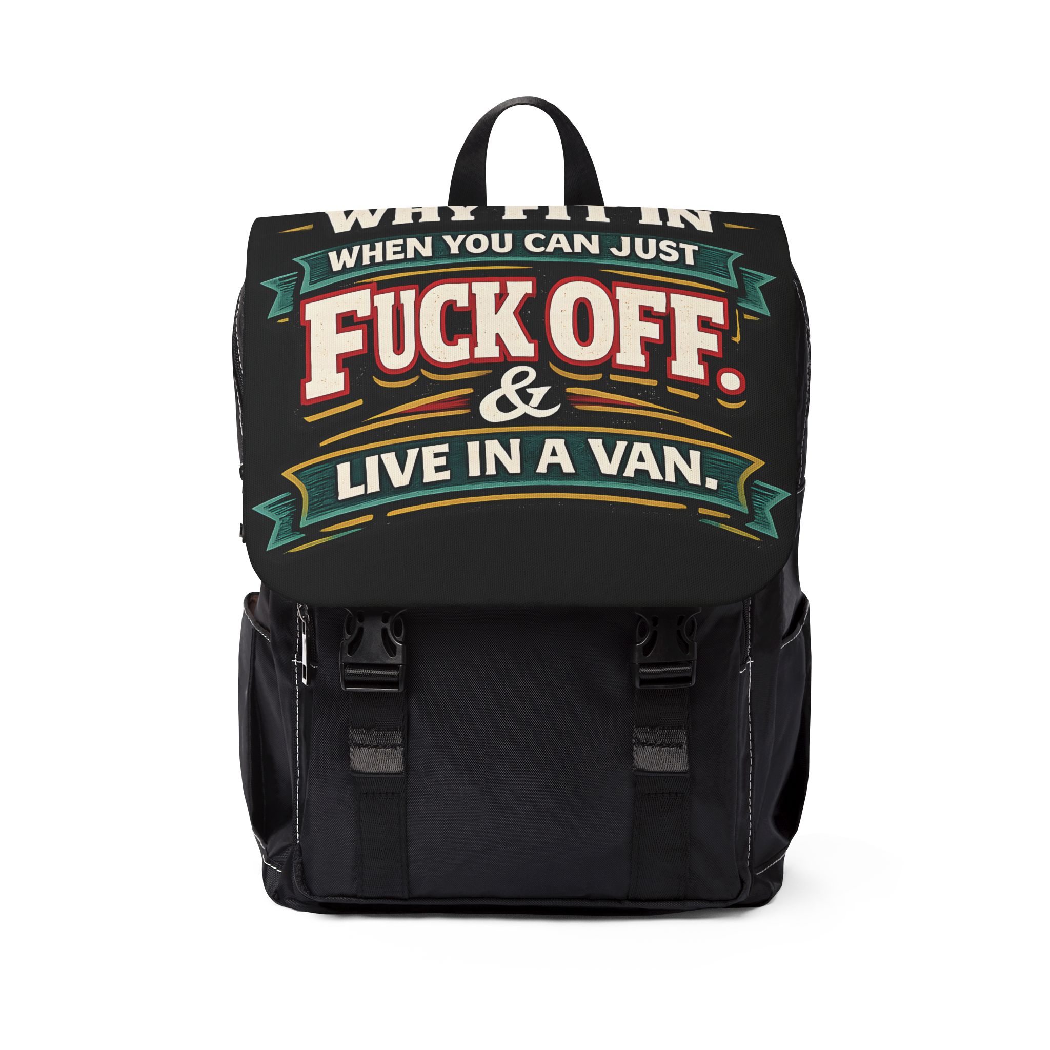 Unisex Casual Shoulder Backpack — "Why Fit In" Design F**K-Line