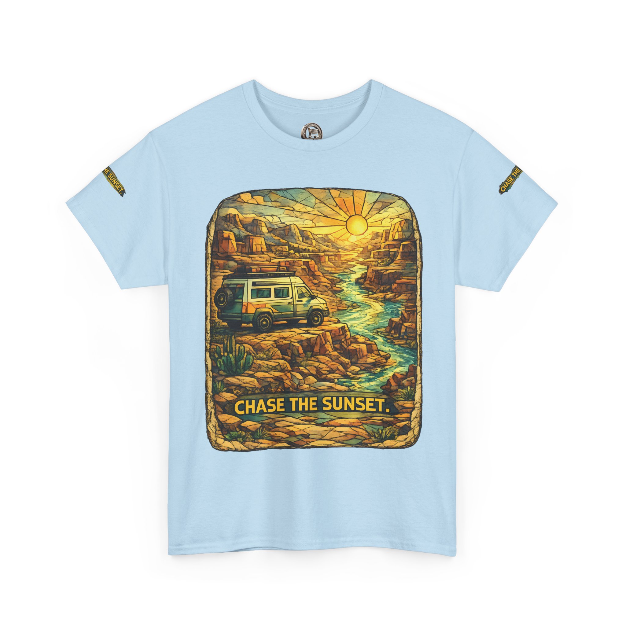 12935587186485206666_2048.jpeg Unisex Heavy Cotton Tee — "Chase The Sunset" Design Cubic-Line