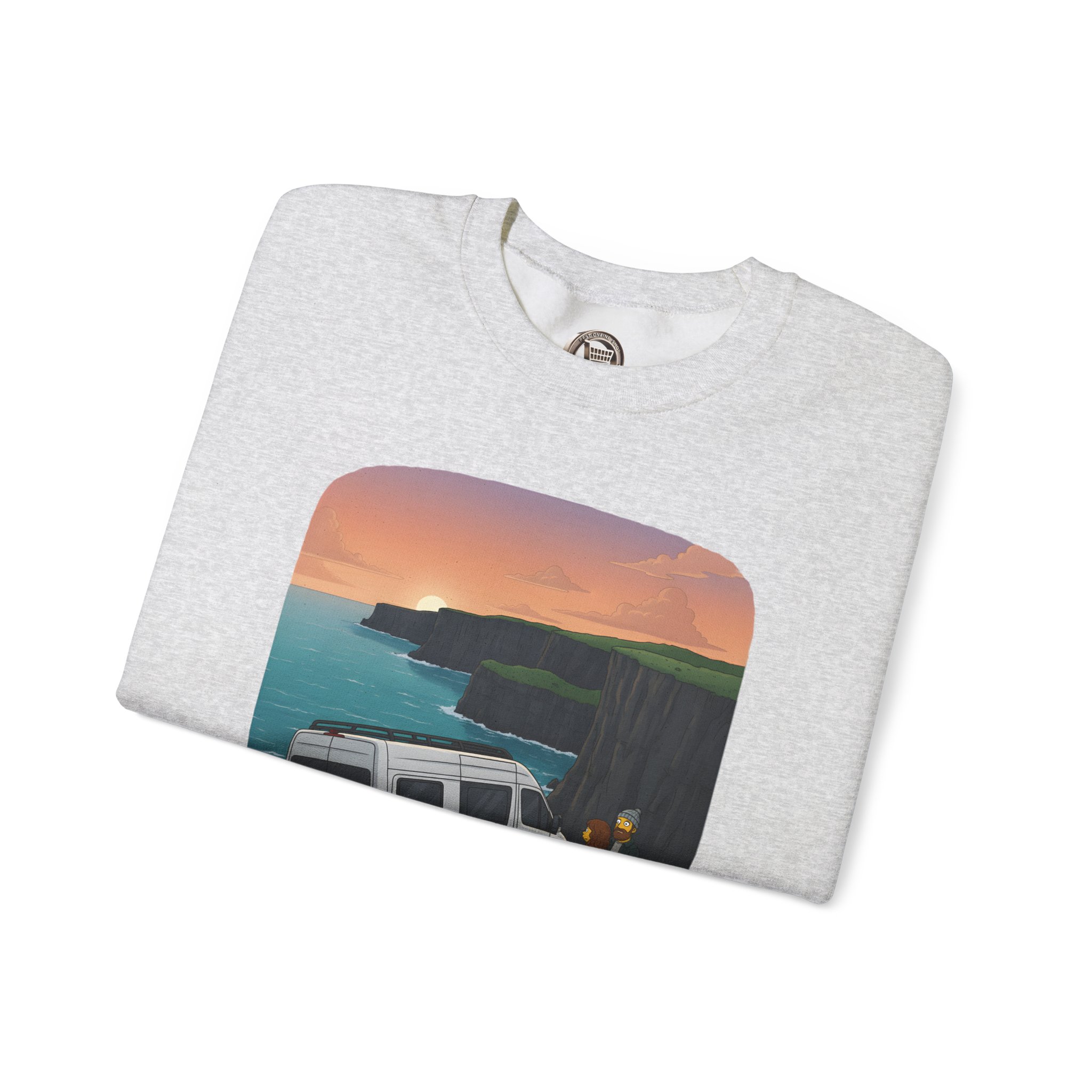 Unisex Heavy Blend™ Crewneck Sweatshirt — "Ocean Views-Adventures Awaits" Design Sitcom-Line