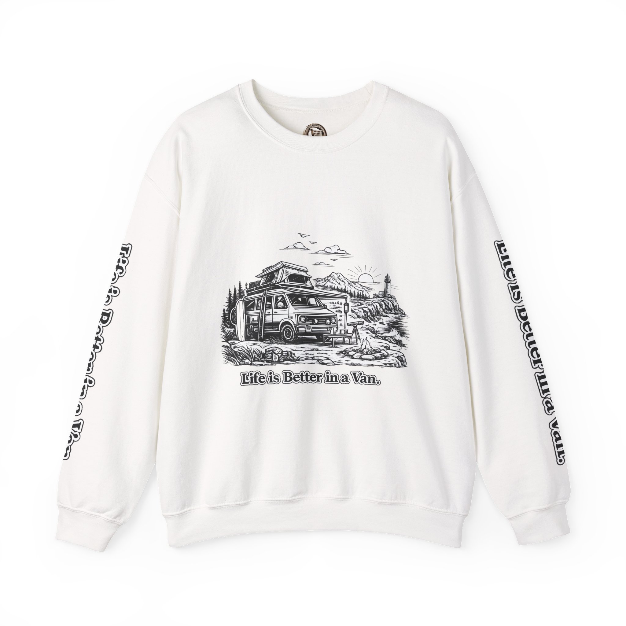 Unisex Heavy Blend™ Crewneck Sweatshirt — "Life Is Better In A Van" Design Minimal-Line