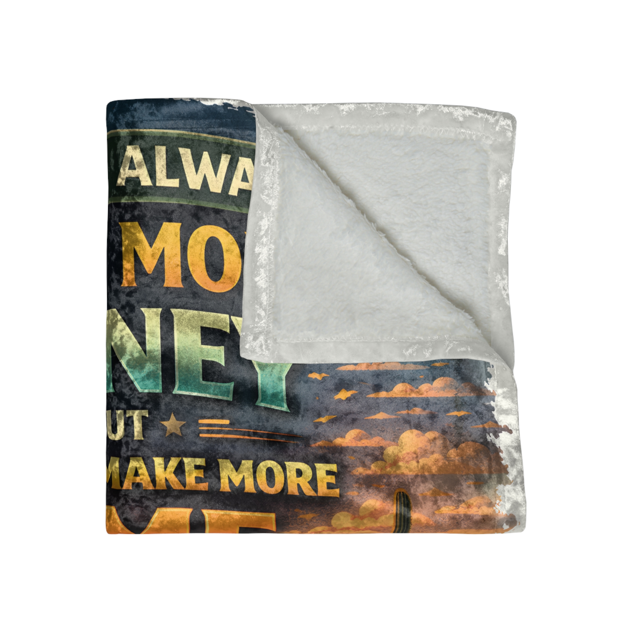 Crushed Velvet Blanket —"You Can Always Make More Money" Design Scenic-Line (Campervan)