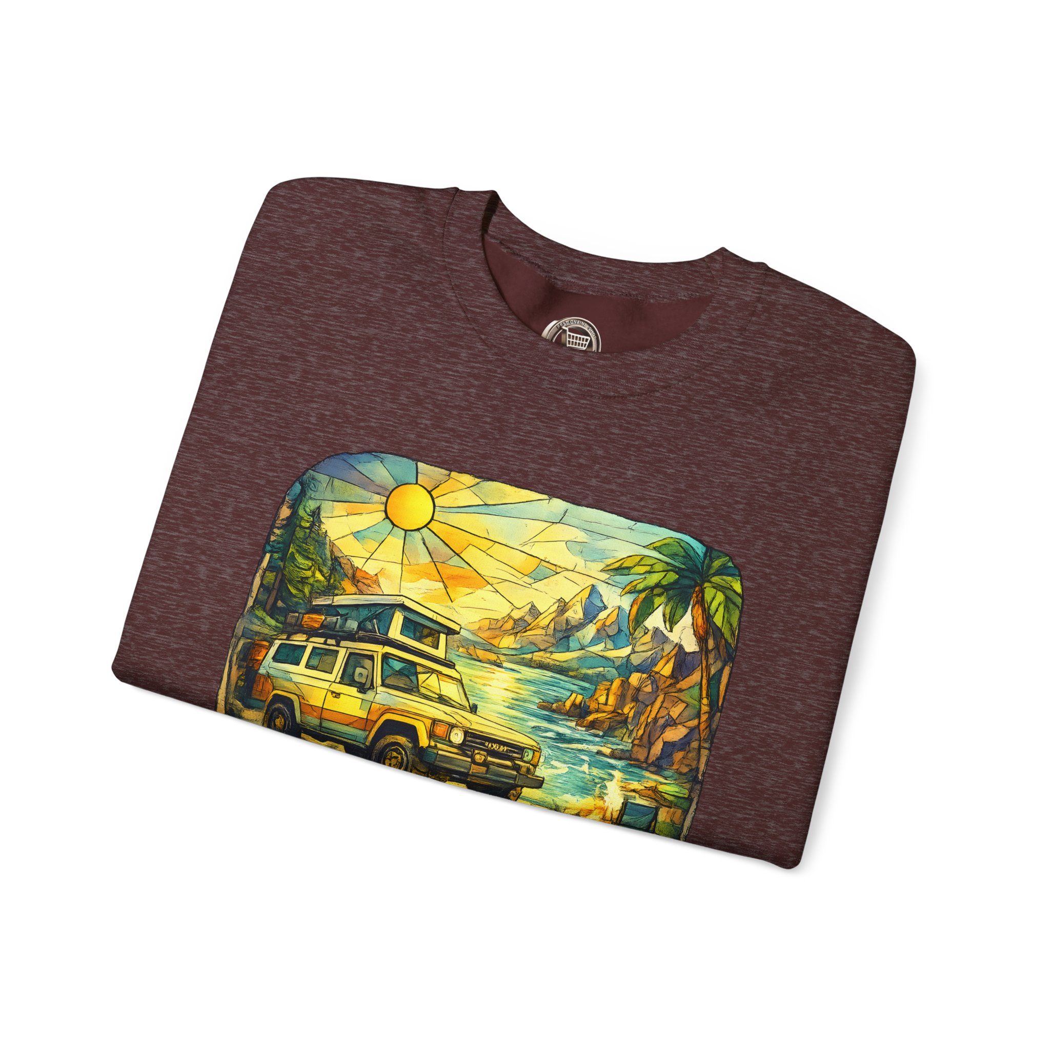 Unisex Heavy Blend™ Crewneck Sweatshirt — "Make Memories Around Every Corner" Design Cubic-Line