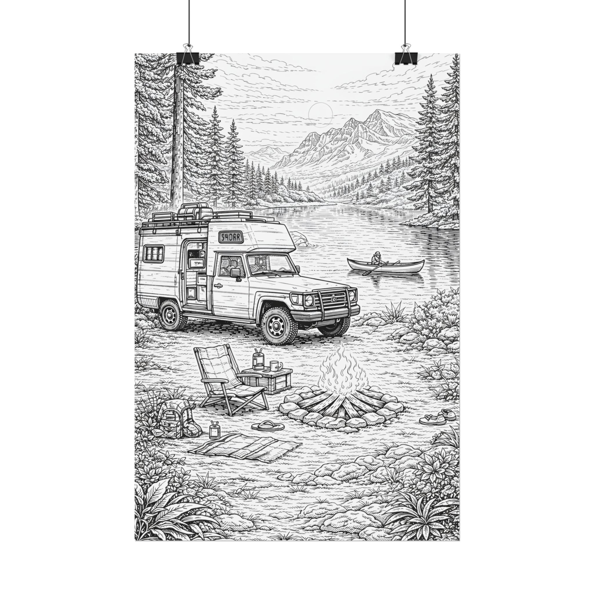 Campervan Poster — Vintage RV Camping Landscape Wall Art