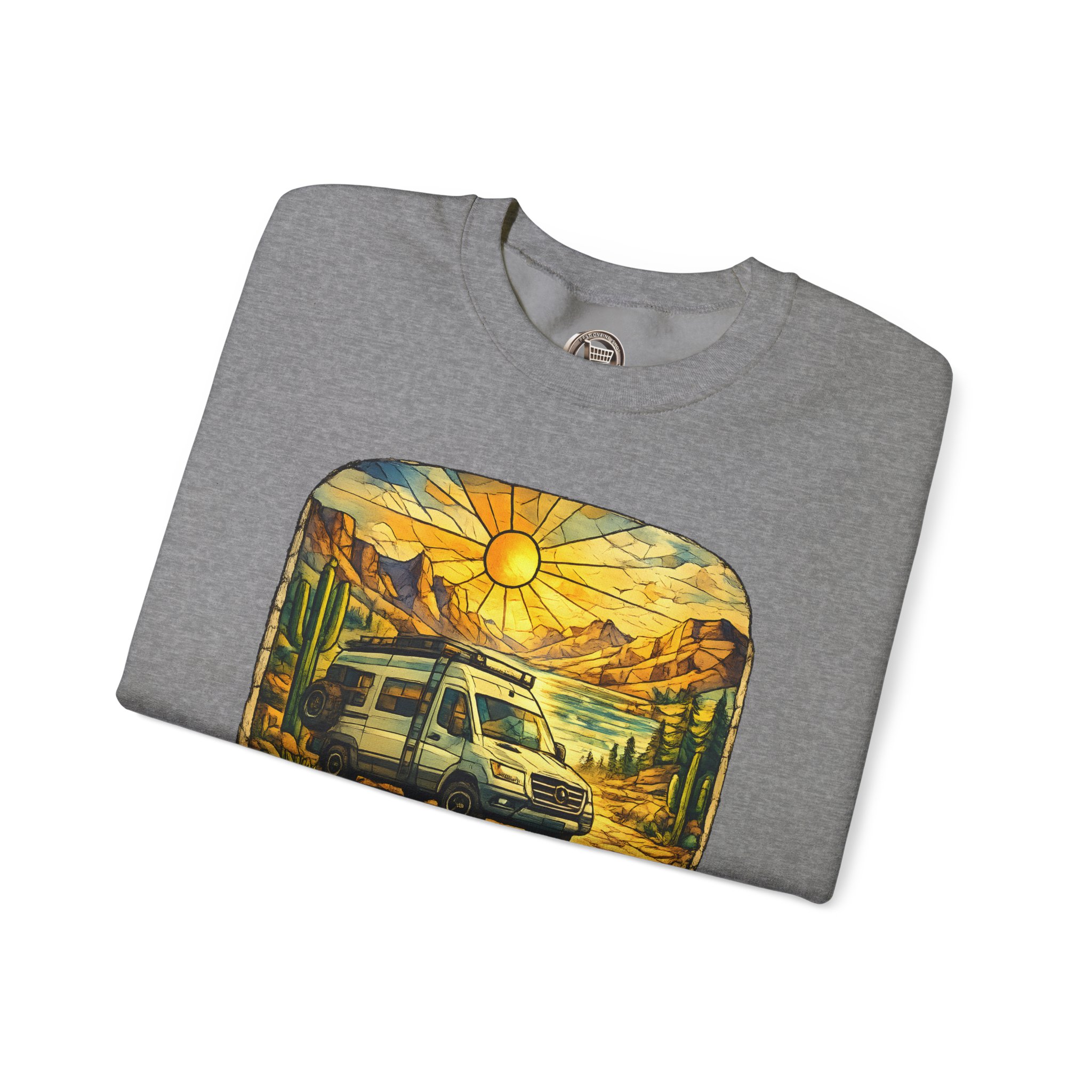 Unisex Heavy Blend™ Crewneck Sweatshirt — "Chase The Sun" Design Cubic-Line