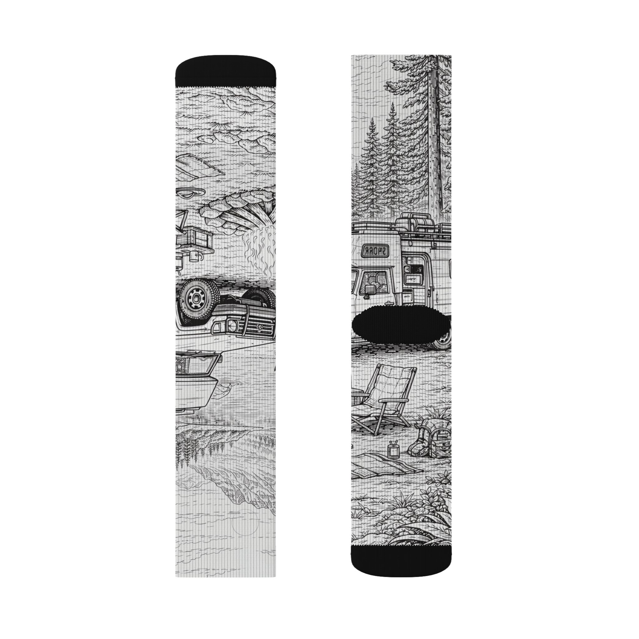 Sublimation Socks — Retro Camper Roadtrip Crew Socks