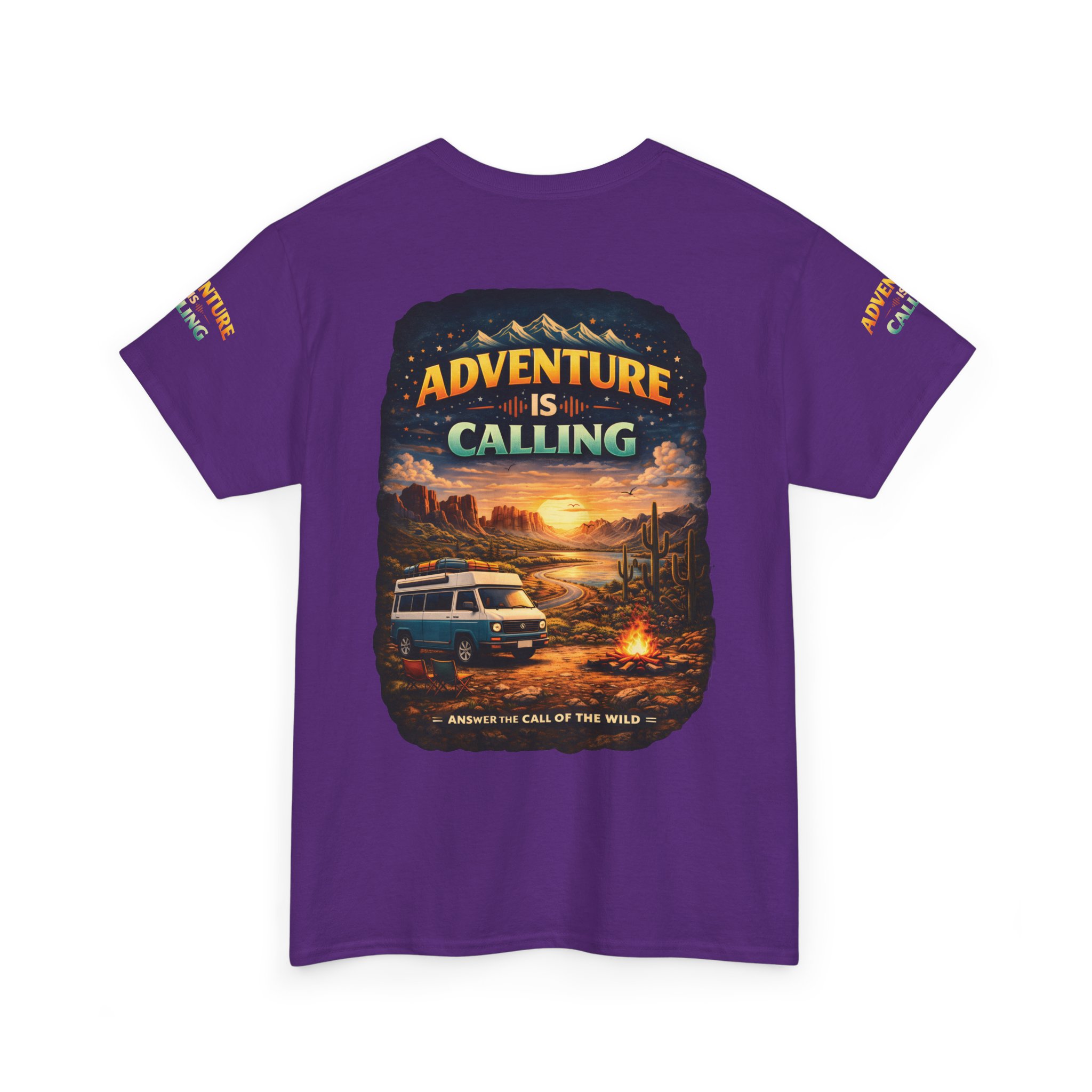 Unisex Heavy Cotton Tee — "Adventure Is Calling" Design Scenic-Line