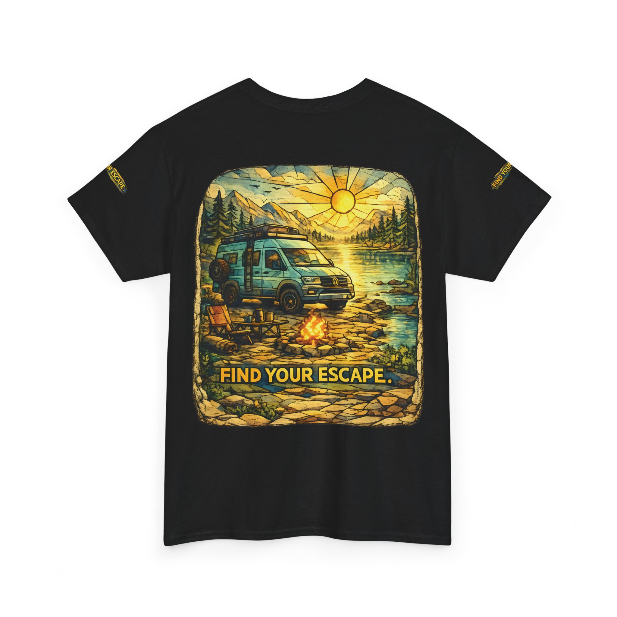 Unisex Heavy Cotton Tee — "Find Your Escape" Design Cubic-Line