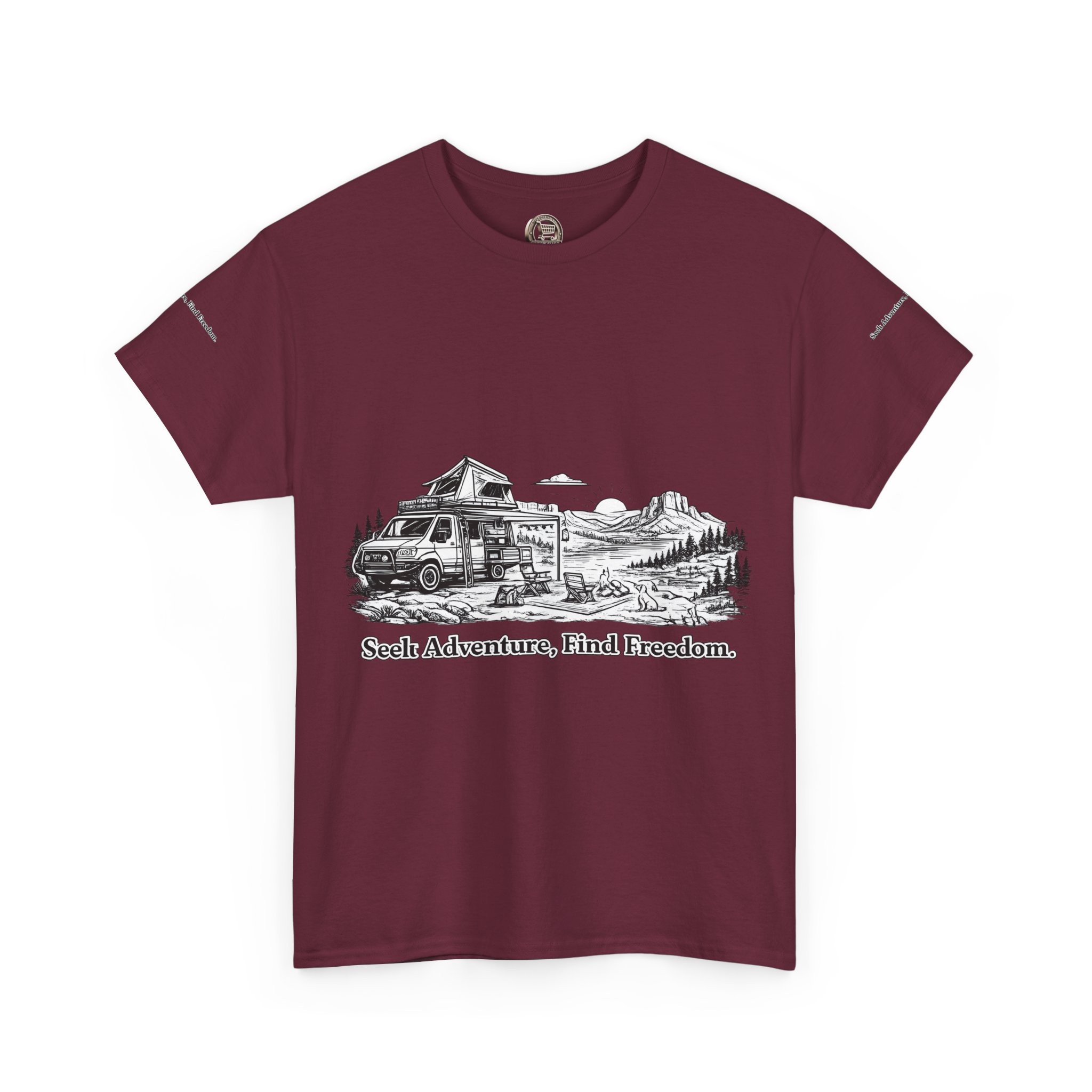 12955351628334764801_2048.jpeg Unisex Heavy Cotton Tee — "Seek Adventure, Find Freedom" Design Minimal-Line