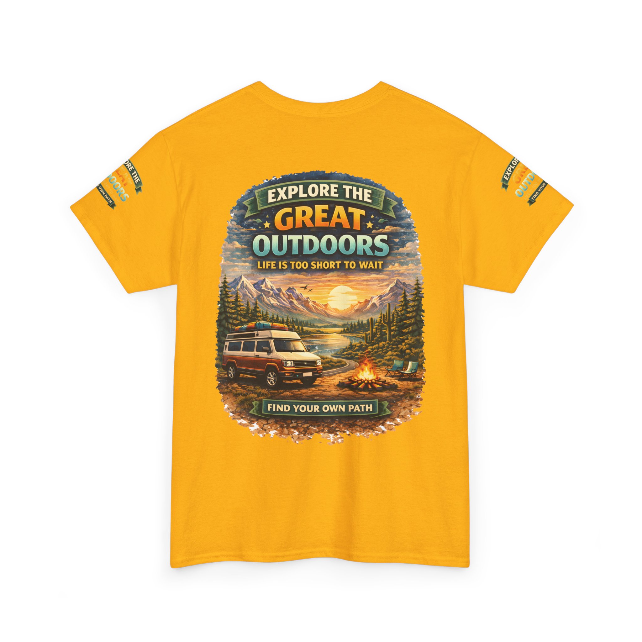 Unisex Heavy Cotton Tee — "Explore The Great Outdoors" Design Scenic-Line