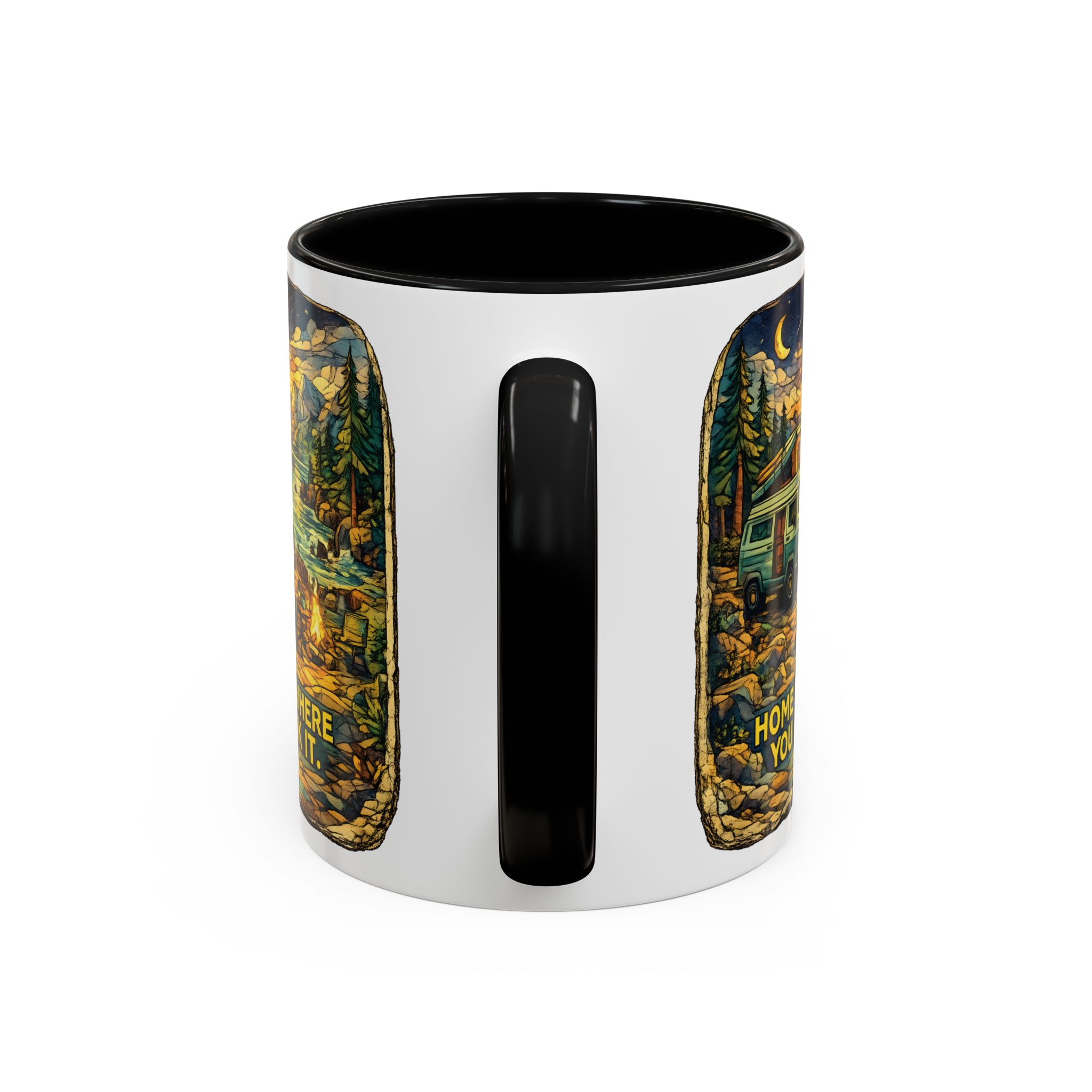 Accent Coffee Mug (11, 15oz) — "Home Is Where You Park It" Design Cubic-Line