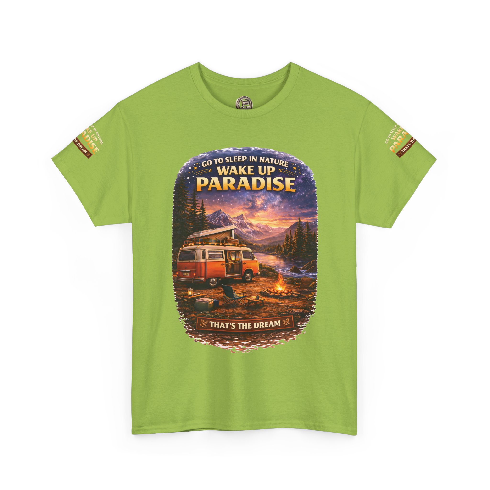 Unisex Heavy Cotton Tee — "Go Sleep In Nature" Design Scenic-Line