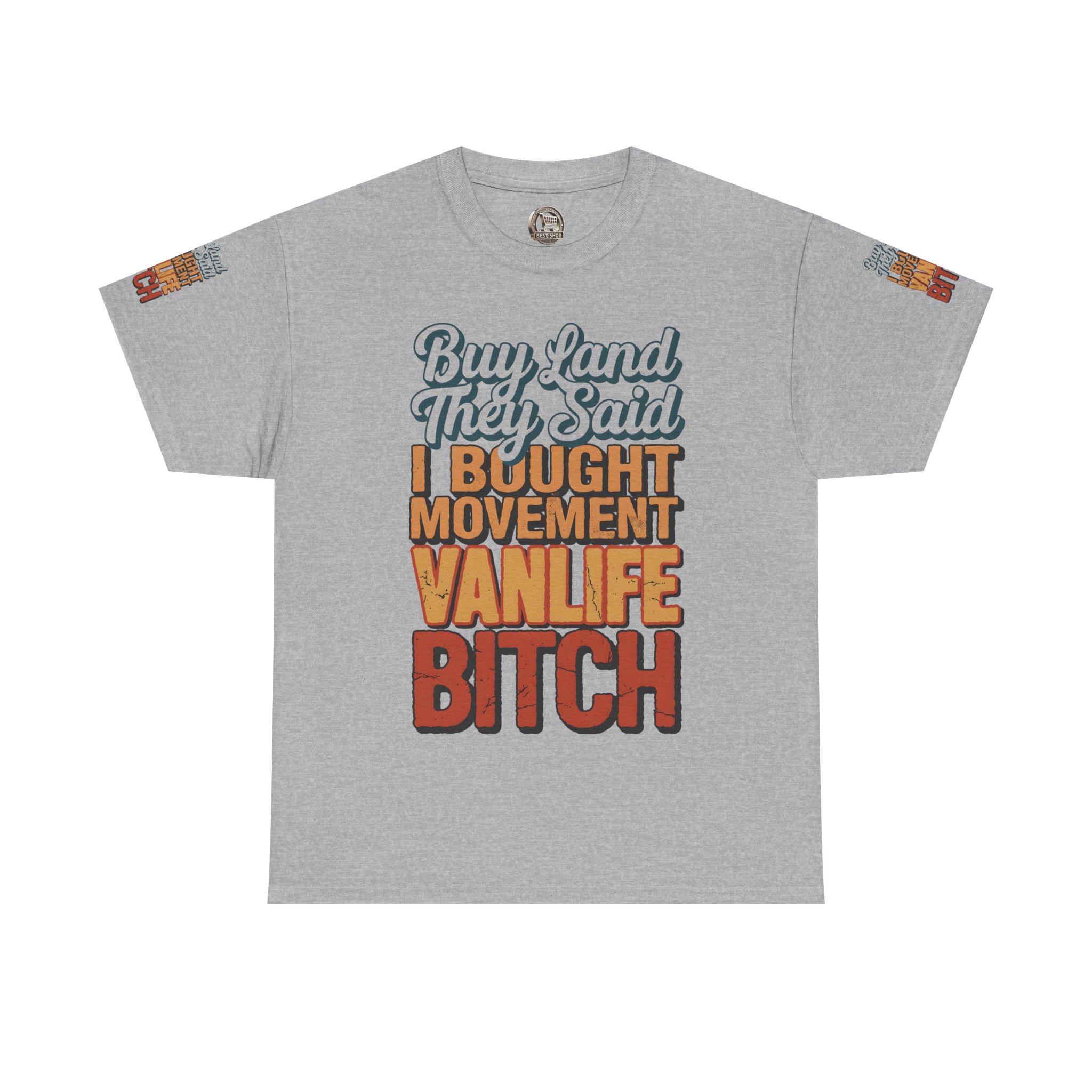 Unisex Heavy Cotton Tee — "Buy Land They Said" Design F**K-Line