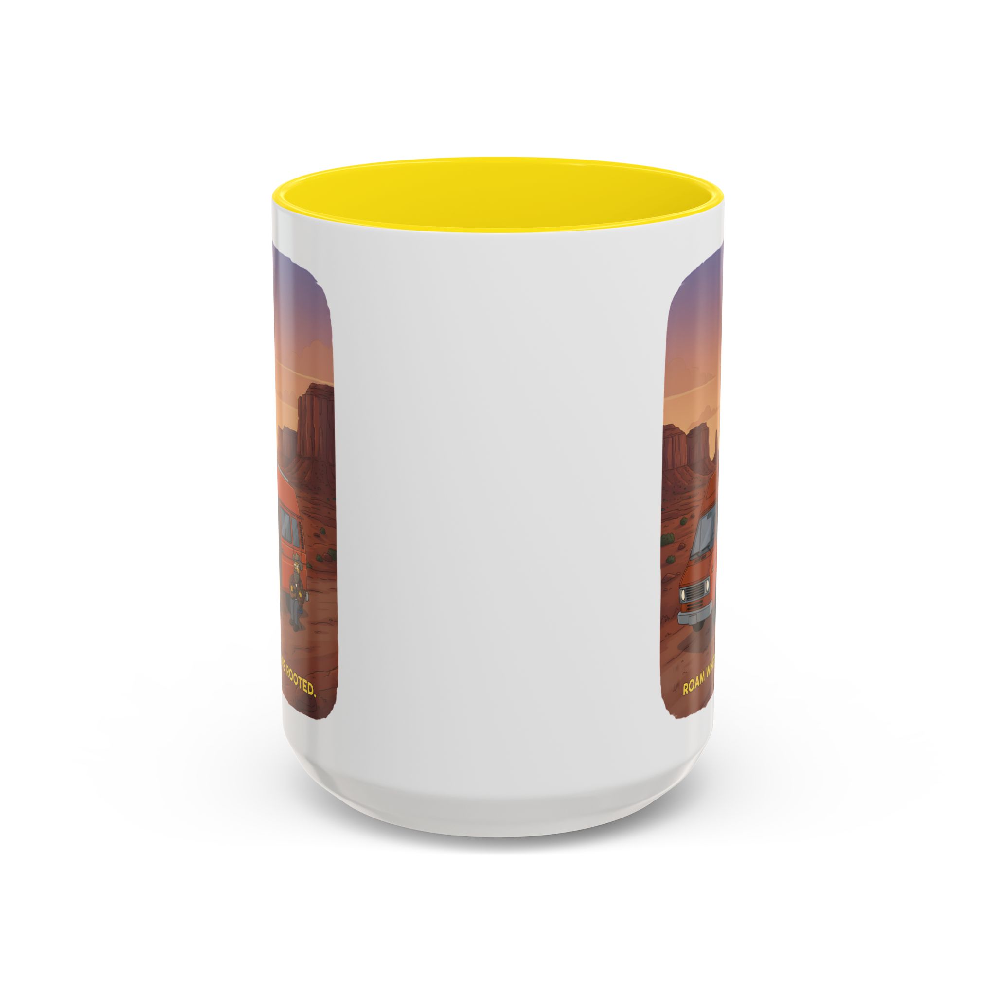 Accent Coffee Mug (11, 15oz) — "Roam Where You Are Rooted" Design Sitcom-Line