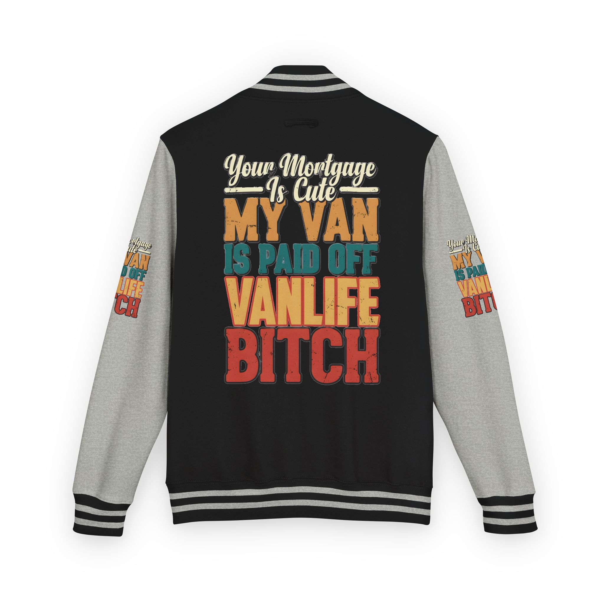 Unisex Heavyweight Letterman Jacket — "Your Mortgage Is Cute" Design F**K-Line