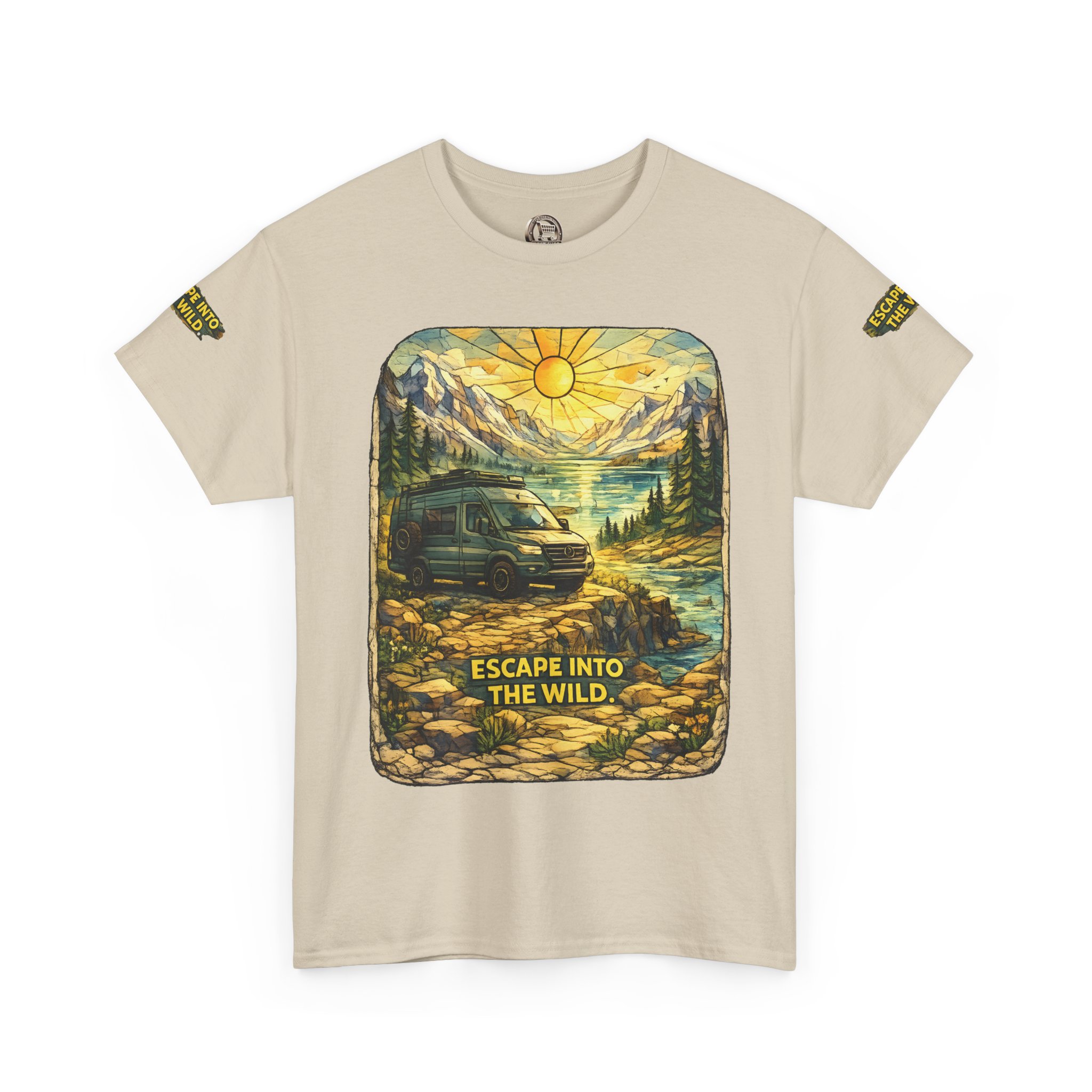 Unisex Heavy Cotton Tee — "Escape Into The Wild" Design Cubic-Line