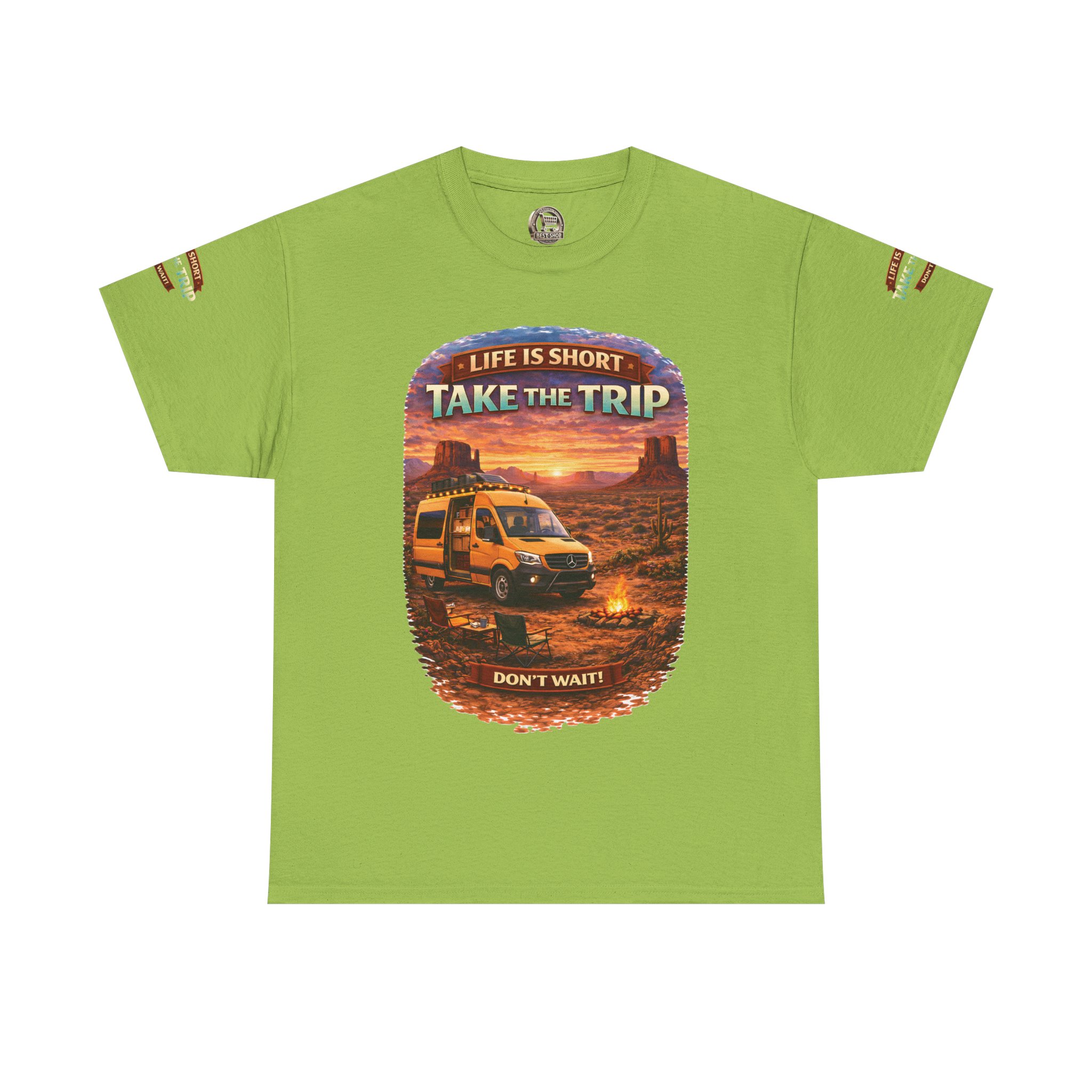 Unisex Heavy Cotton Tee — "Life Is To Short-Take The Trip" Design Scenic-Line