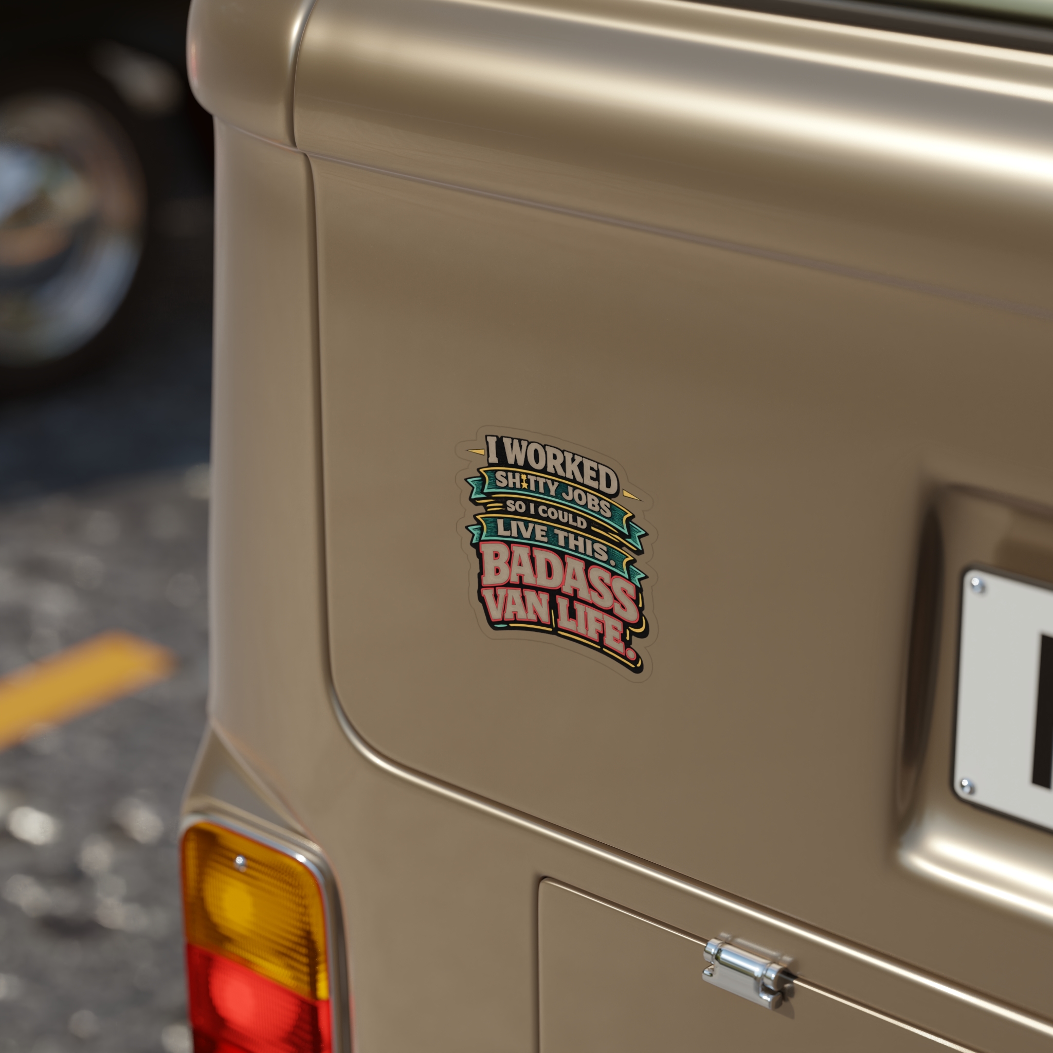 Transparent Outdoor Stickers – "I Worked Shitty Jobs" Design F**K-Line