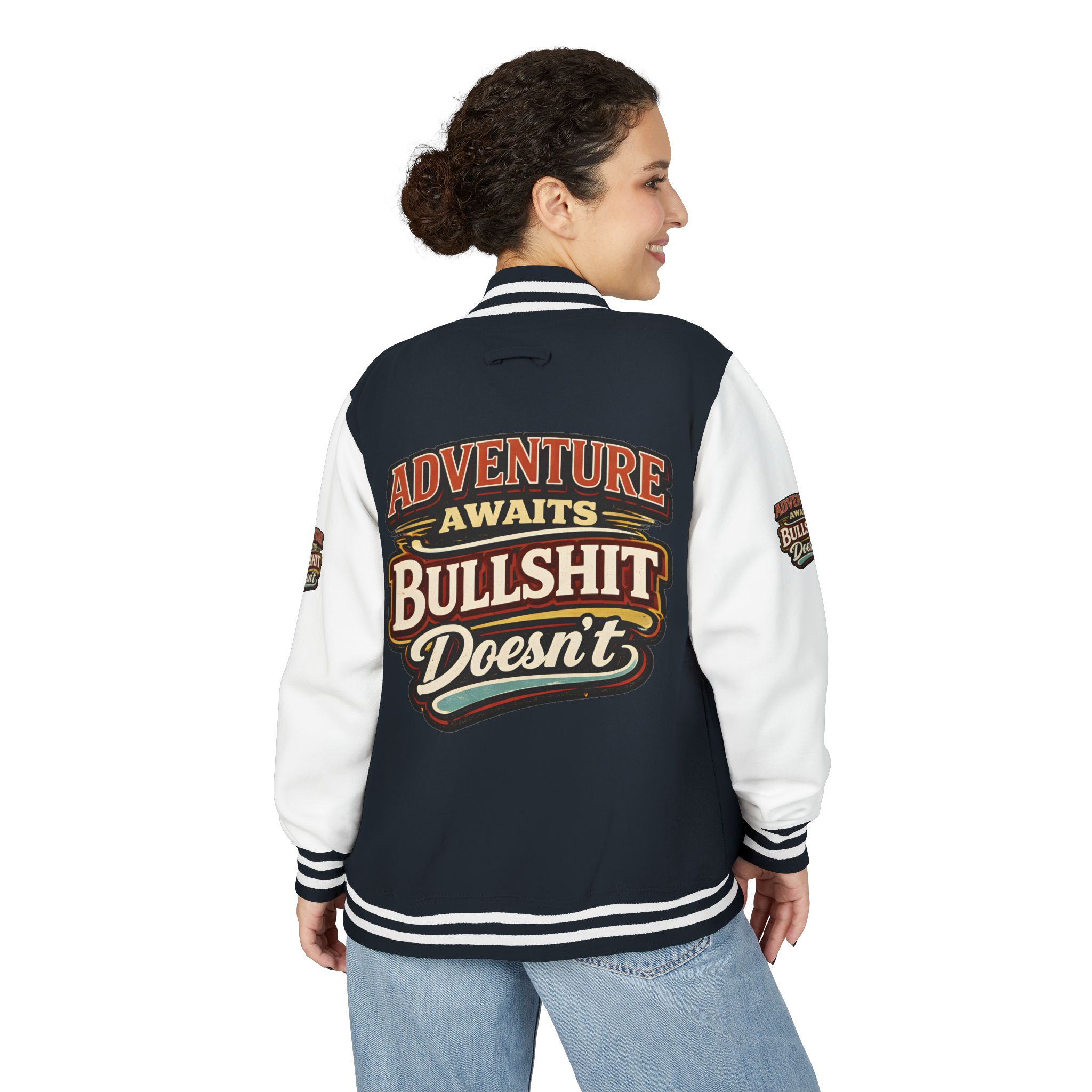 Unisex Heavyweight Letterman Jacket — "Adventure Awaits" Design F**K-Line