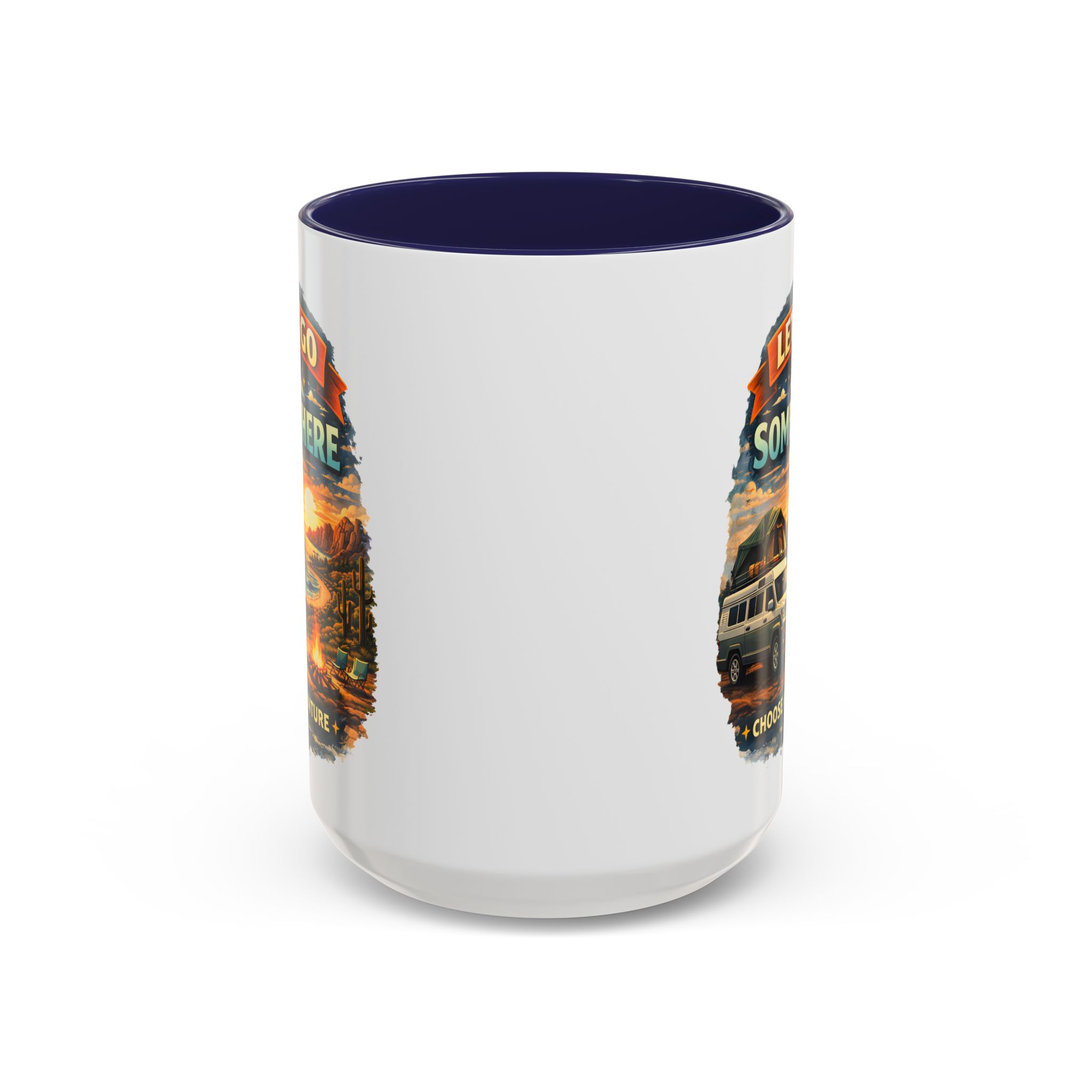Accent Coffee Mug (11, 15oz) — "Lets Go Somewhere" Design Scenic-Line