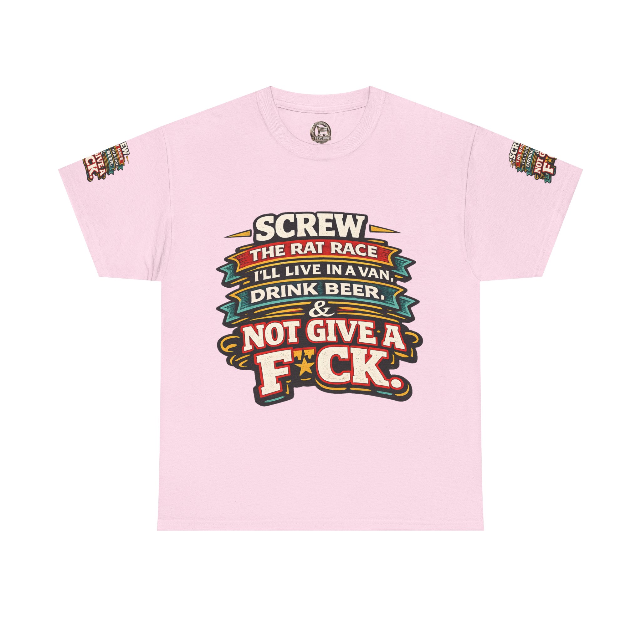 Unisex Heavy Cotton Tee — "Screw The Rat Race" Design F**K-Line