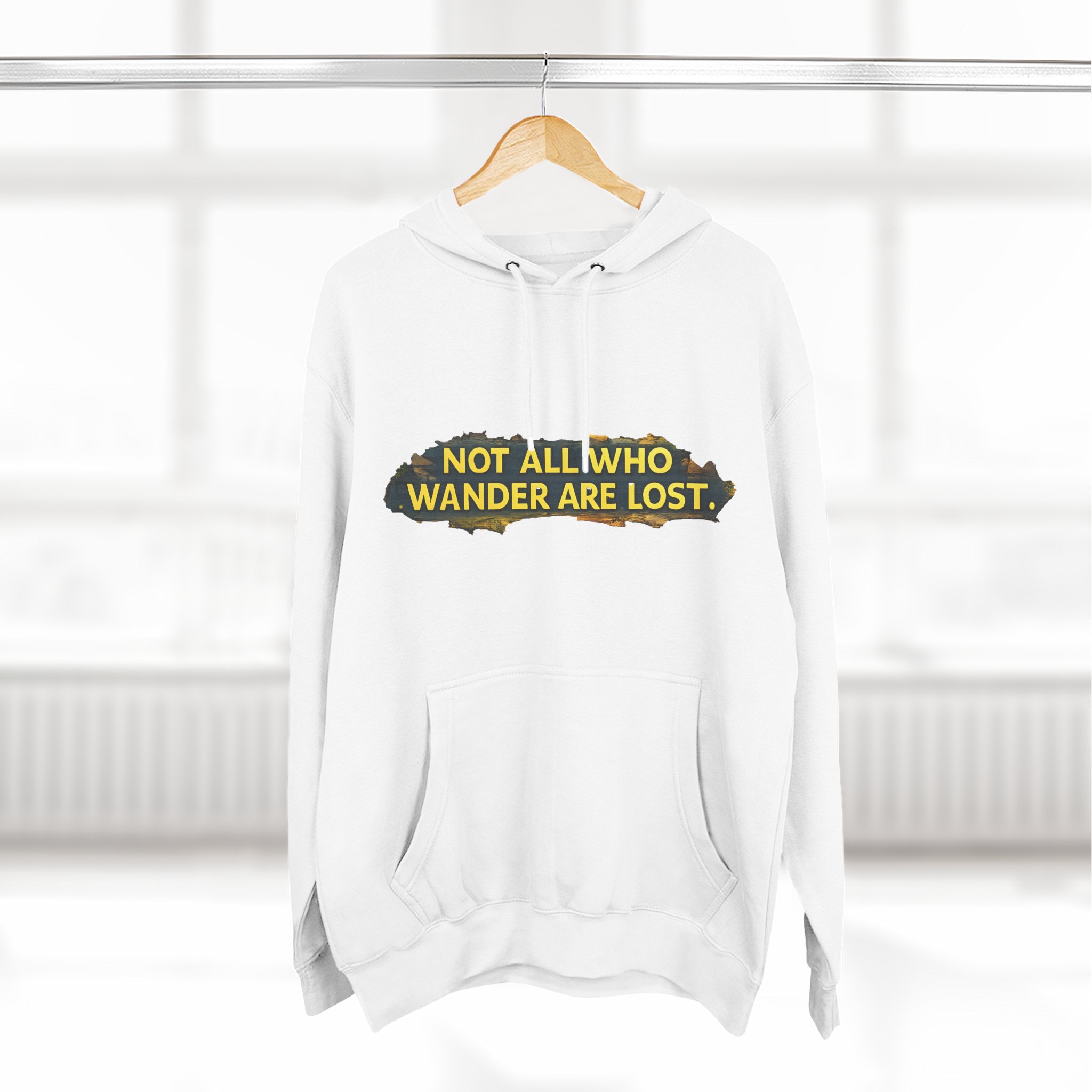 13007488221524117647_2048.jpeg Three-Panel Fleece Hoodie - "Not All Who Wander Are Lost" Design Cubic-Line