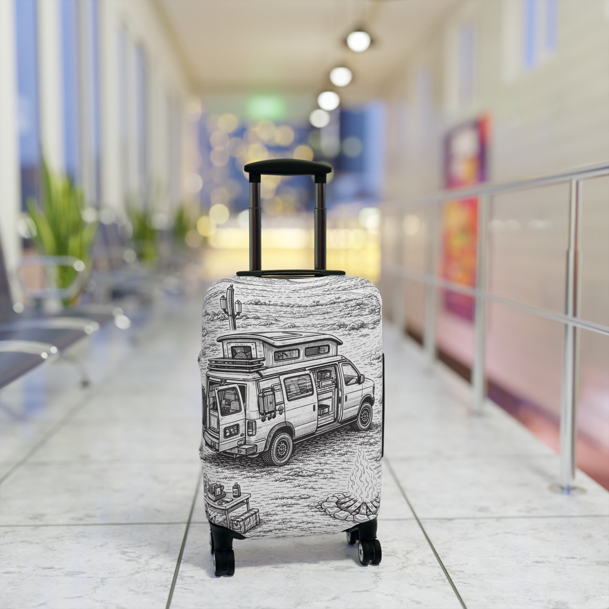 13007920237123935560_2048.jpeg Luggage Cover — Adventure Camper Sketch Travel Suitcase