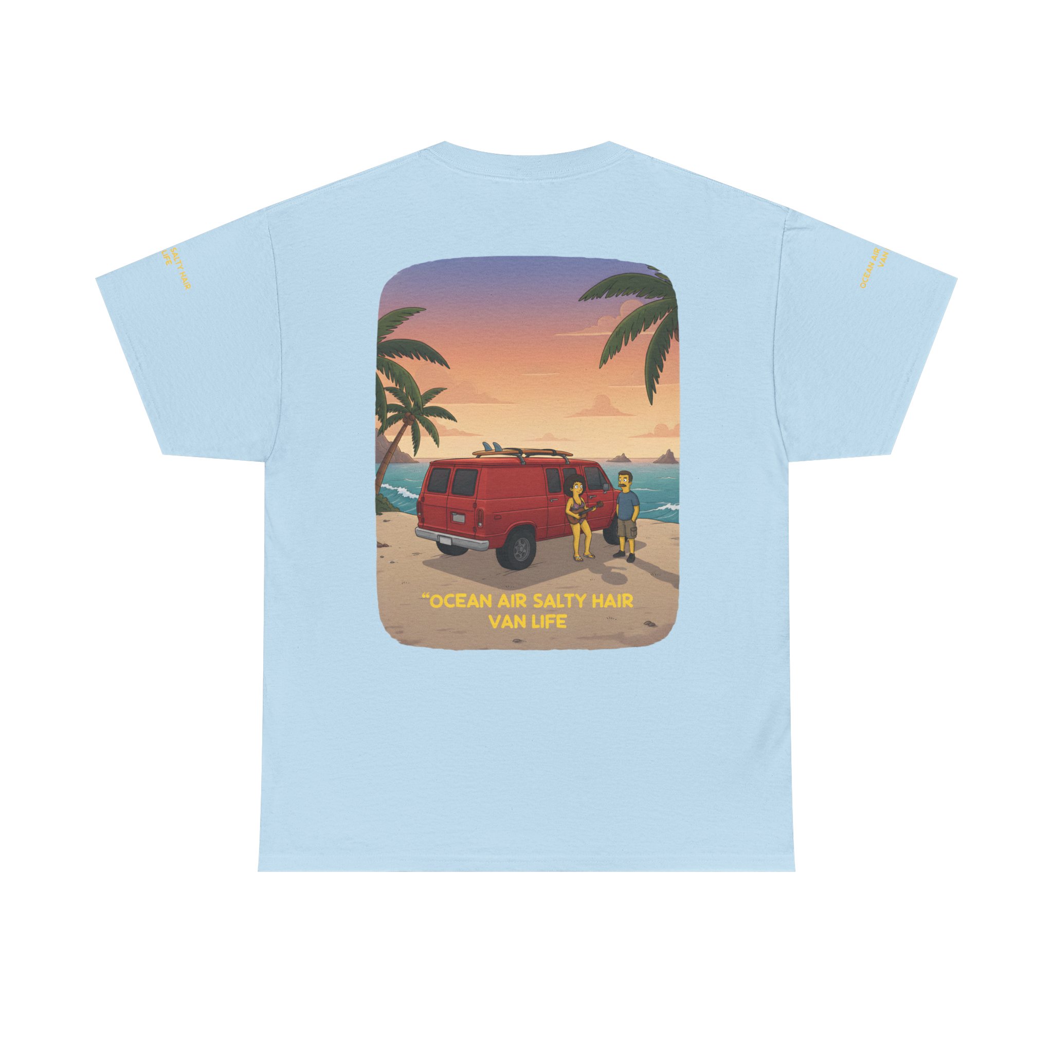 Unisex Heavy Cotton Tee — "Ocean Air Salty Hair Van Life" Design Sitcom-Line