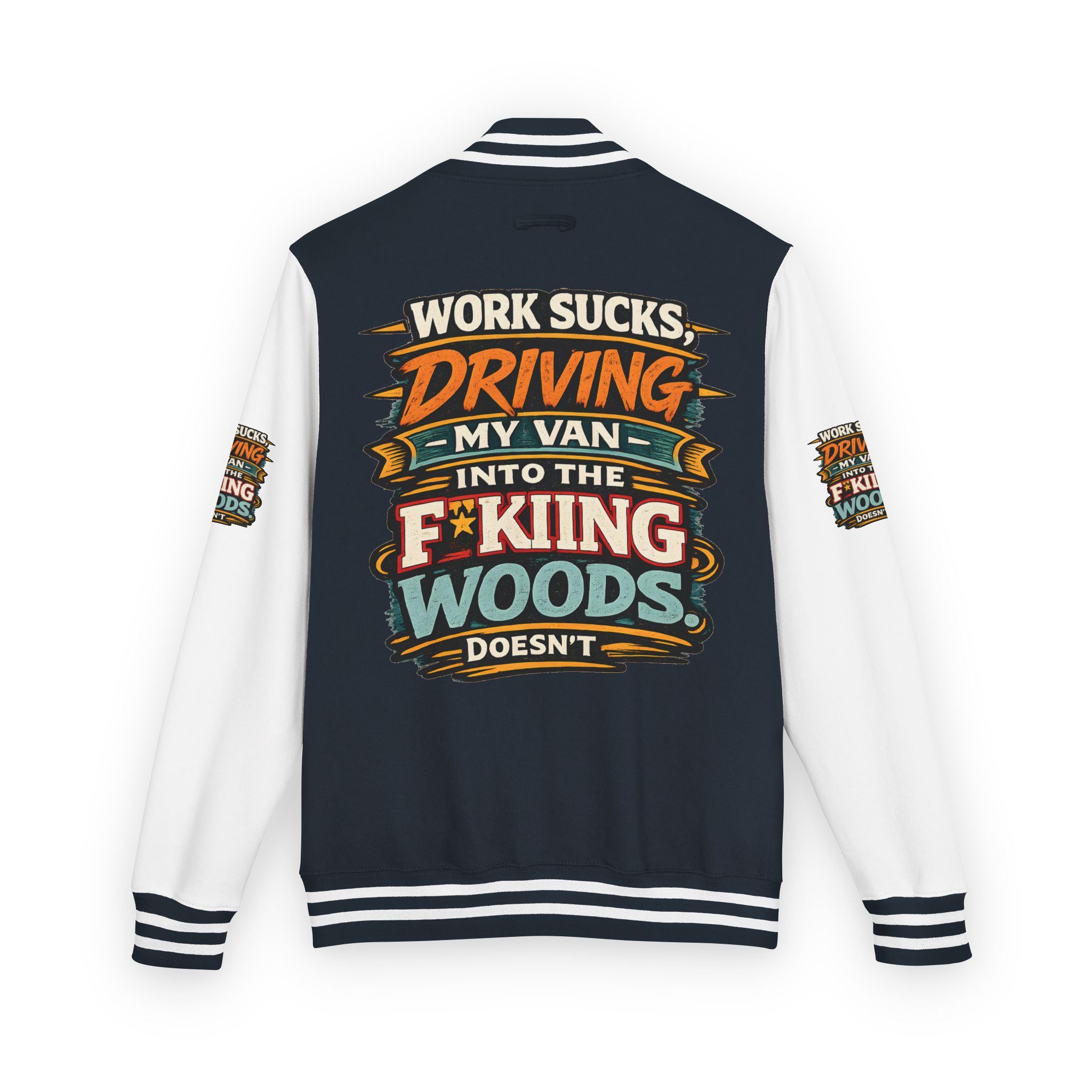Unisex Heavyweight Letterman Jacket — "Work Sucks" Design F**K-Line